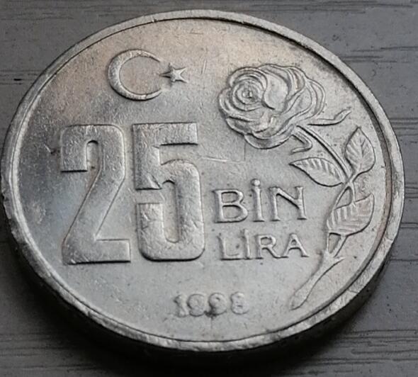 招财猫的储钱罐硬币拍卖第11场 土耳其1998年25000里拉超厚黄铜币