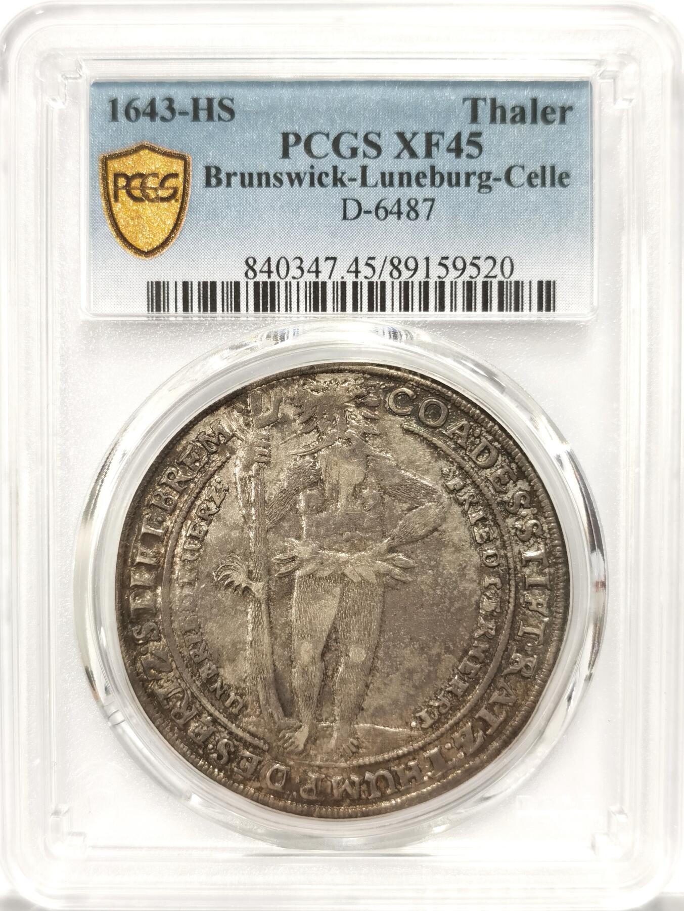 博洋堂世界钱币拍卖第082期（全场包邮） PCGS XF45 神罗布伦瑞克-吕内堡-策勒1643年野人泰勒 非常少见的版别 PCGS评级冠军分 唯一一枚