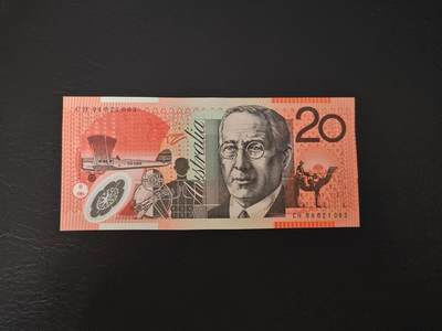 1994年 首发年份 澳大利亚20元塑料钞 近新 右下角一条小折  - 1994年 首发年份 澳大利亚20元塑料钞 近新 右下角一条小折 