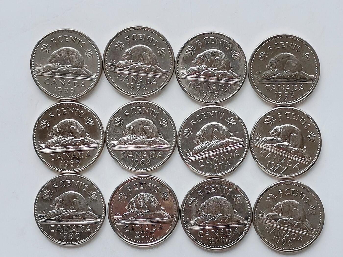 第一海外回流一元起拍收藏 散币专场 第98期 加拿大5分 伊丽莎白女王 12枚