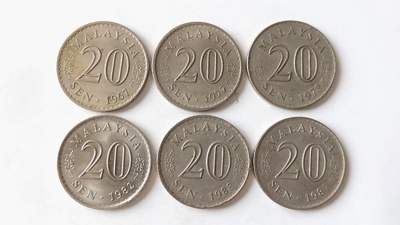 第一海外回流一元起拍收藏 散币专场 第98期 马来西亚大厦版20分 6枚