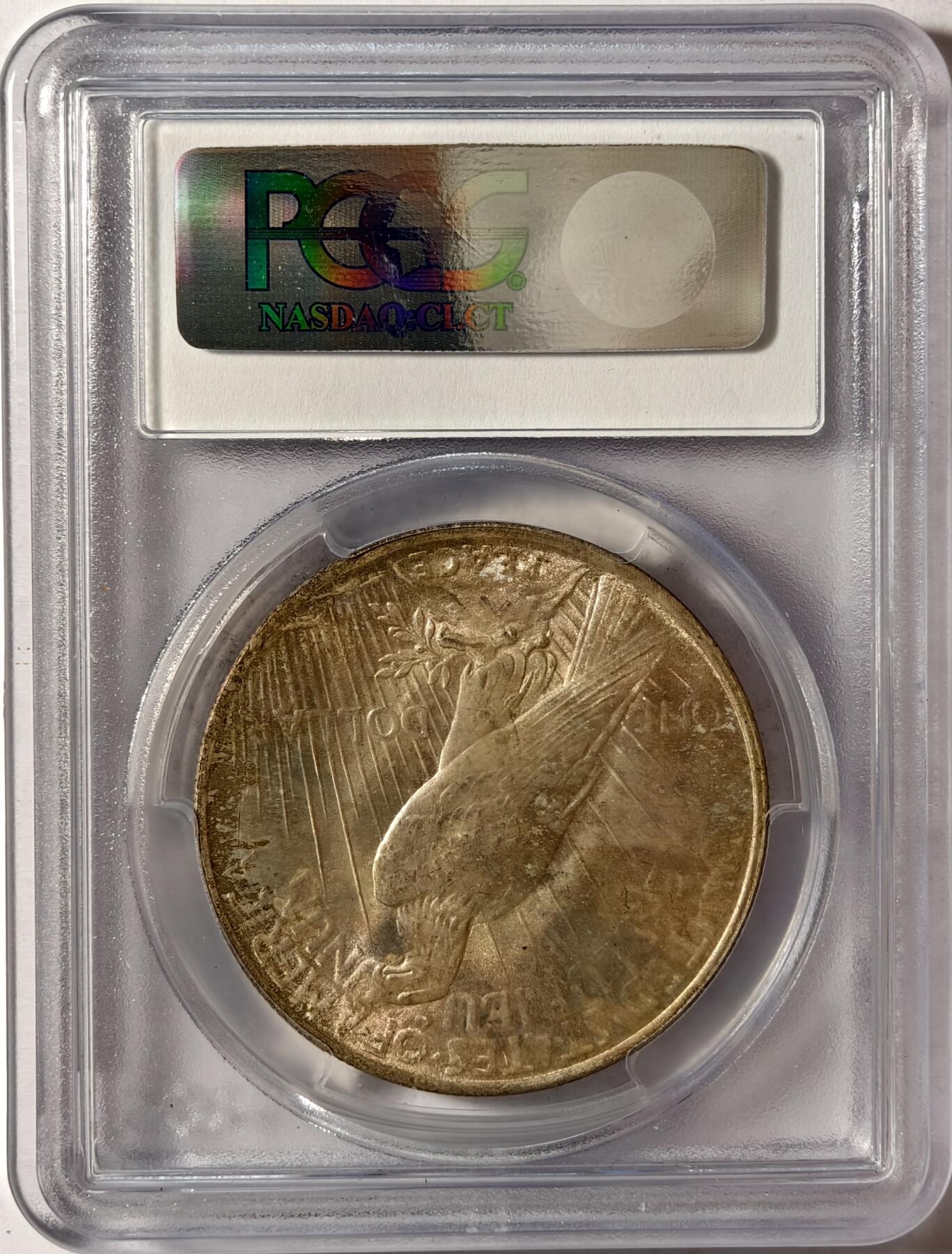 紫瑗钱币——第422期 美国 1923年 和平鸽 1美元 银币 PCGS MS65 老盒 65难度比摩根高 五彩