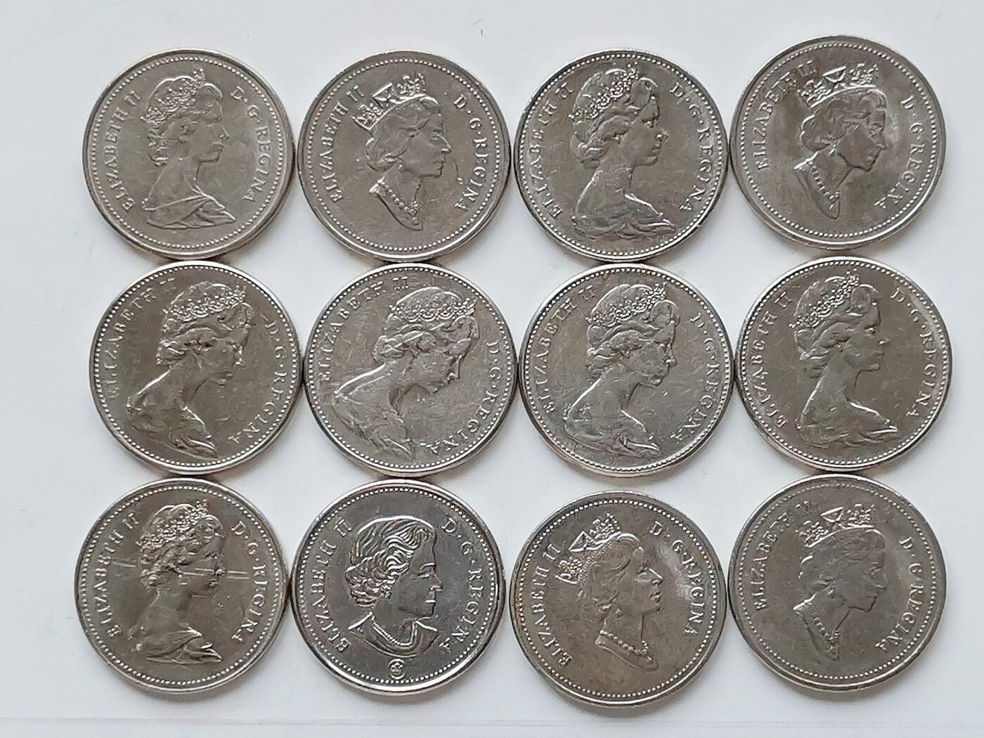 第一海外回流一元起拍收藏 散币专场 第98期 加拿大5分 伊丽莎白女王 12枚