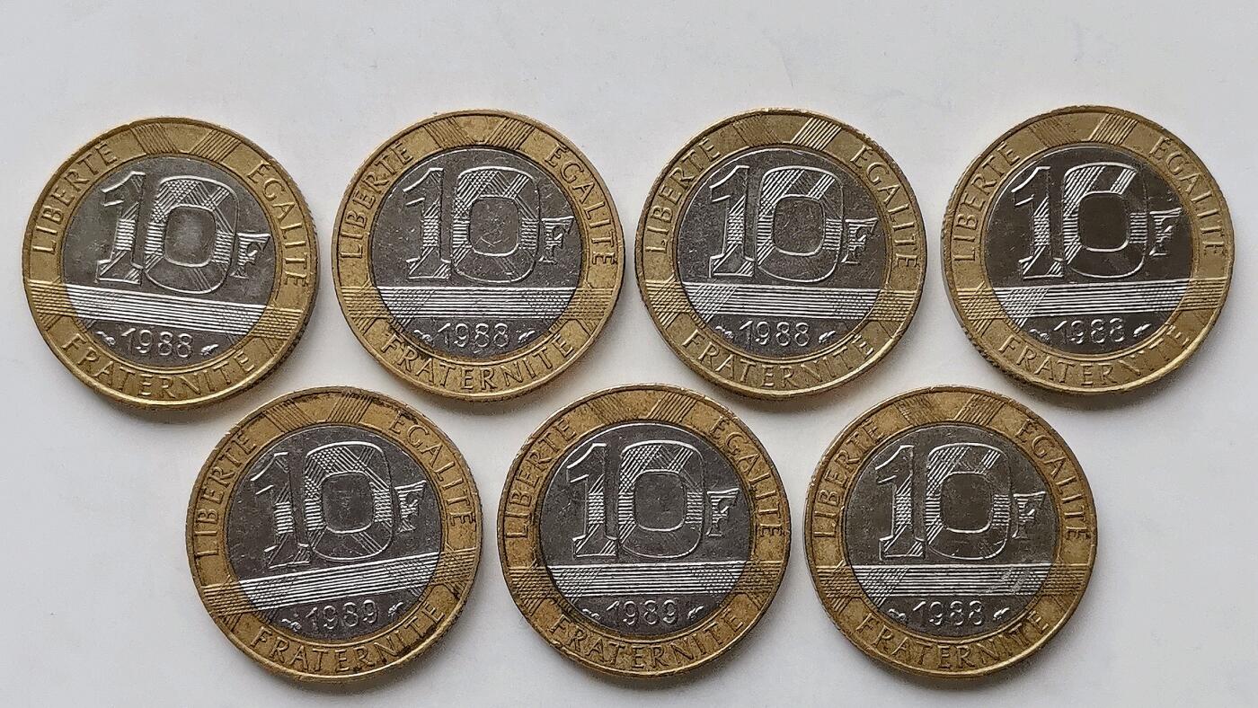 第一海外回流一元起拍收藏 散币专场 第98期 法国10法郎 小天使 7枚