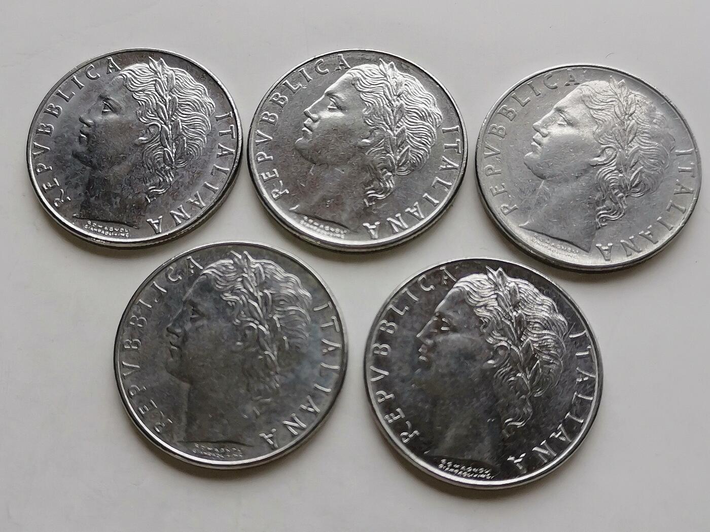 第一海外回流一元起拍收藏 散币专场 第98期 意大利100里拉钢币 5枚