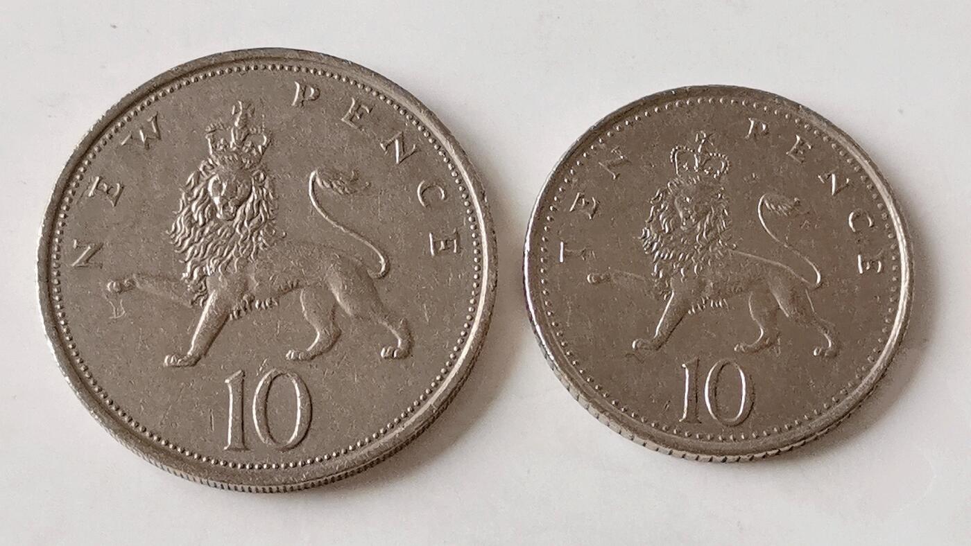 第一海外回流一元起拍收藏 散币专场 第98期 英国10便士 大小版一对