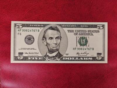美国纸币 黑白 大头版 5美元 全新UNC - 美国纸币 黑白 大头版 5美元 全新UNC