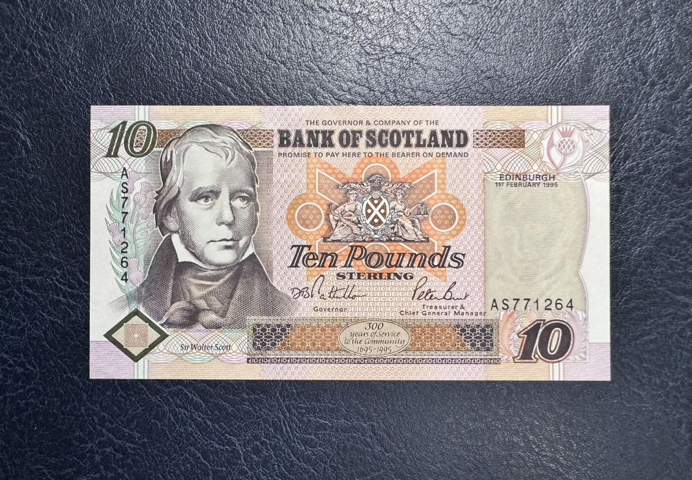 收藏联盟Quantum Auction 第355期拍卖  苏格兰银行1995年10镑 品相UNC- 