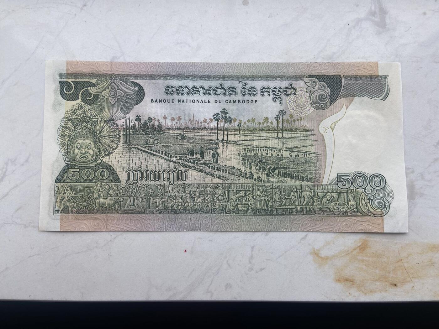 【炜奕收藏】裸钞专场第八期 早期柬埔寨500瑞尔，unc品相，大幅票面
