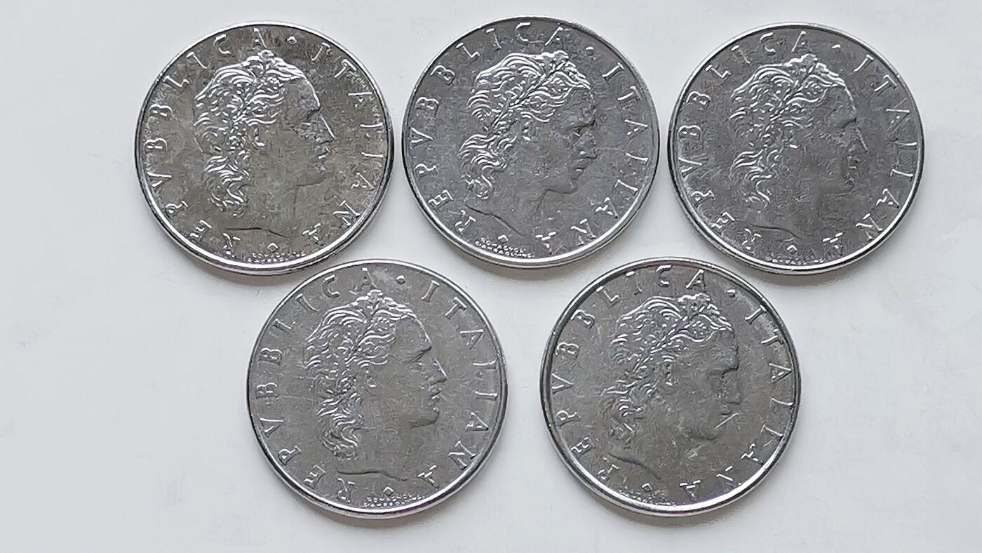 第一海外回流一元起拍收藏 散币专场 第98期 意大利50里拉钢币 5枚