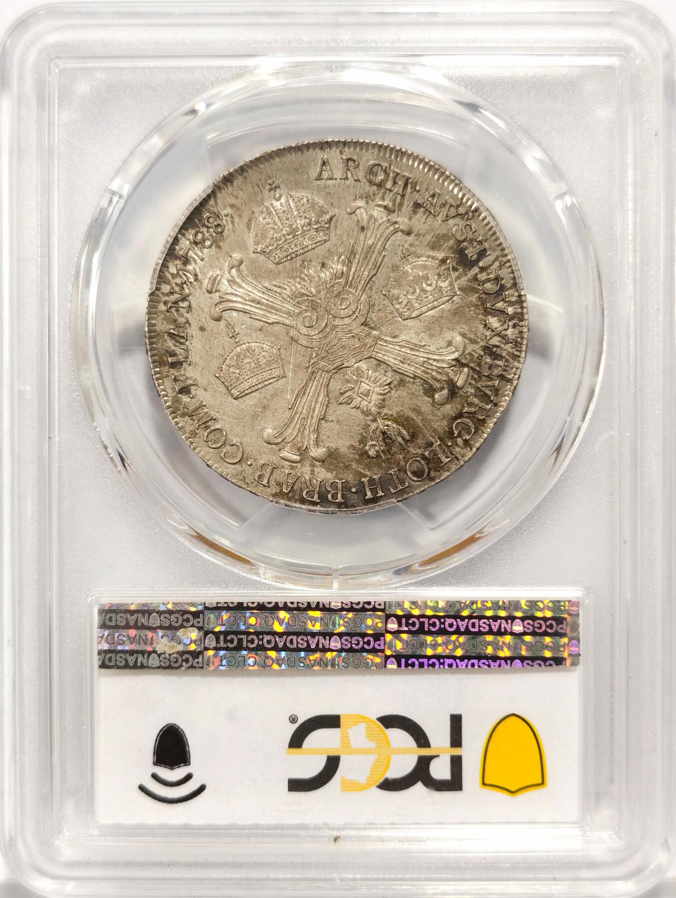 博洋堂世界钱币拍卖第082期（全场包邮） PCGS MS63 奥属尼德兰1788年约瑟夫二世皇冠权杖1/2泰勒 超级彩！PCGS 评级榜冠军分，唯一一枚