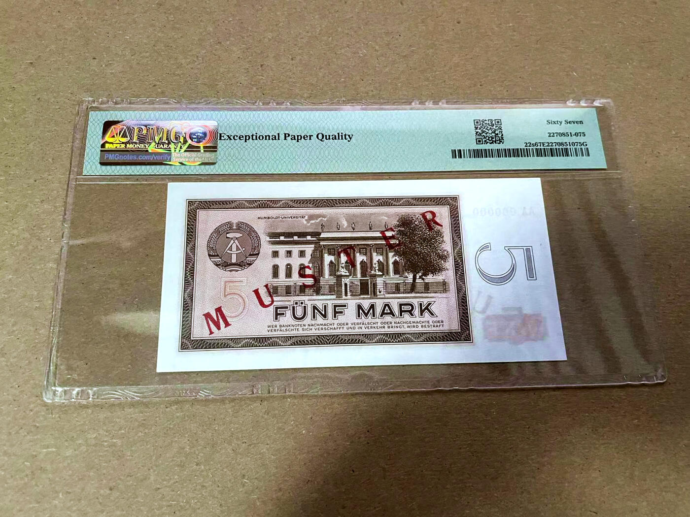 【Blue Auction】✨世界纸币精拍第495期【精】 【样钞】德国 1964年5马克 PMG67EPQ 高分 