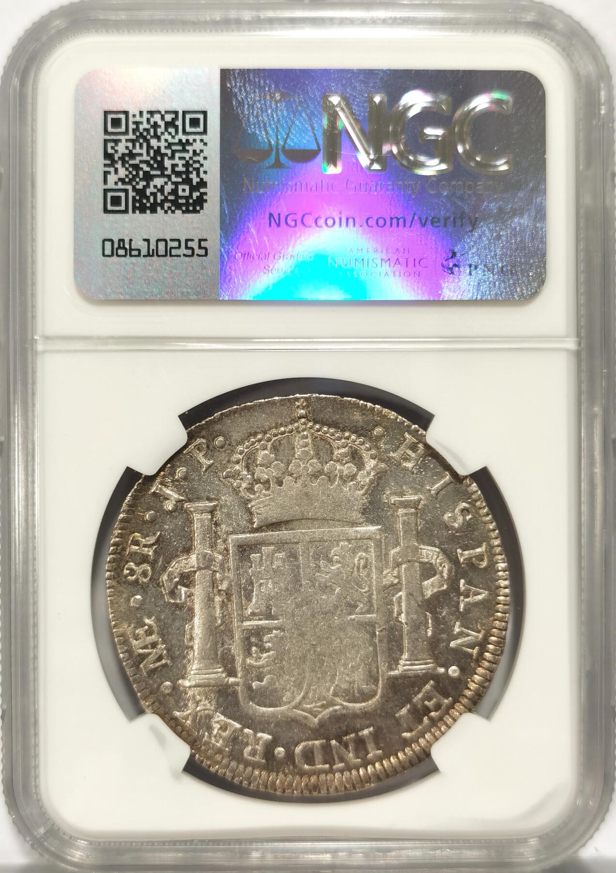 博洋堂世界钱币拍卖第082期（全场包邮） NGC MS61 西属秘鲁1816年双柱银币，费七头像，面值8R，状态不错MS分数可以收藏