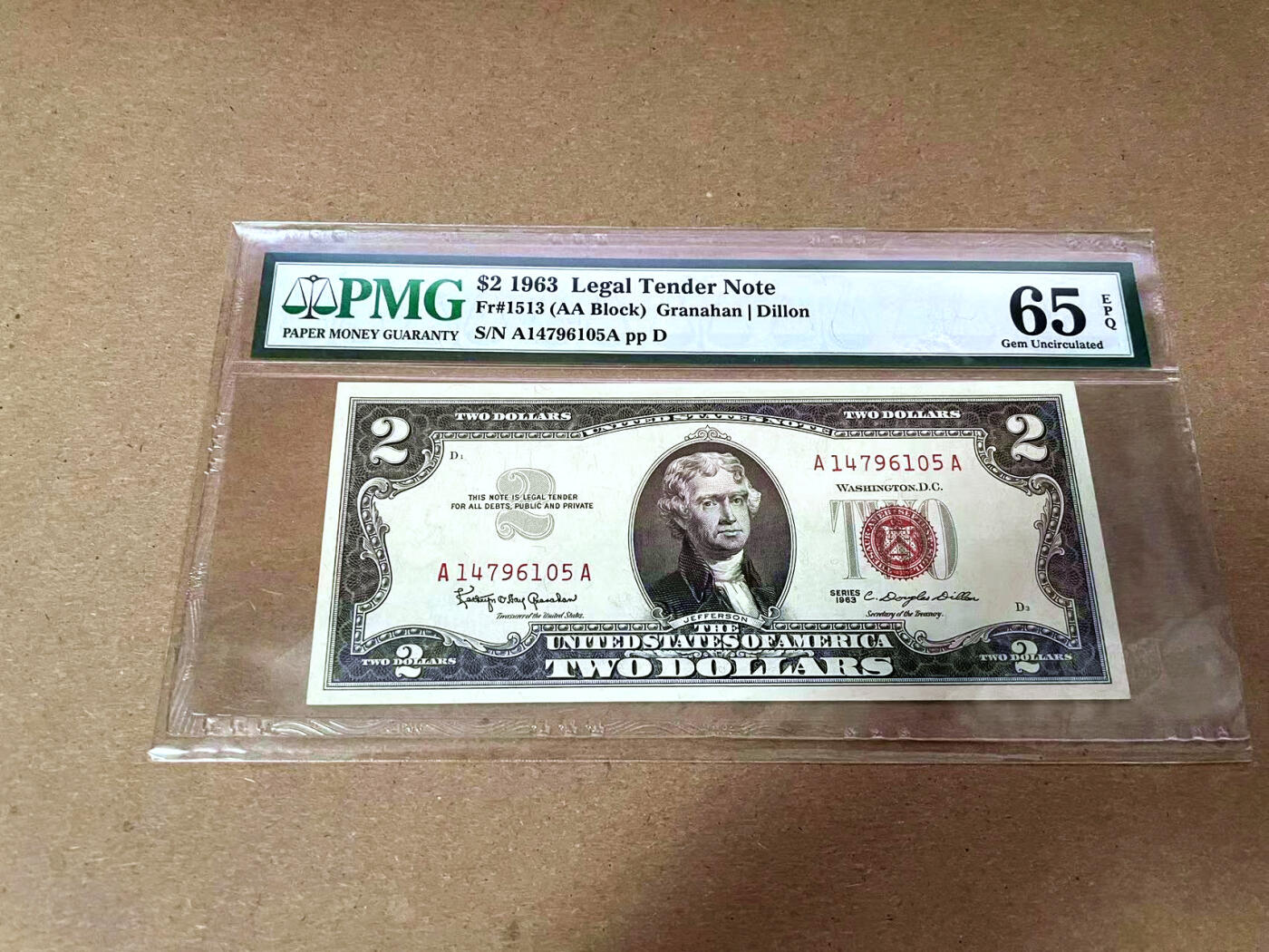 【Blue Auction】✨世界纸币精拍第495期【精】 【AA】美国 1963年2美金 PMG65EPQ 