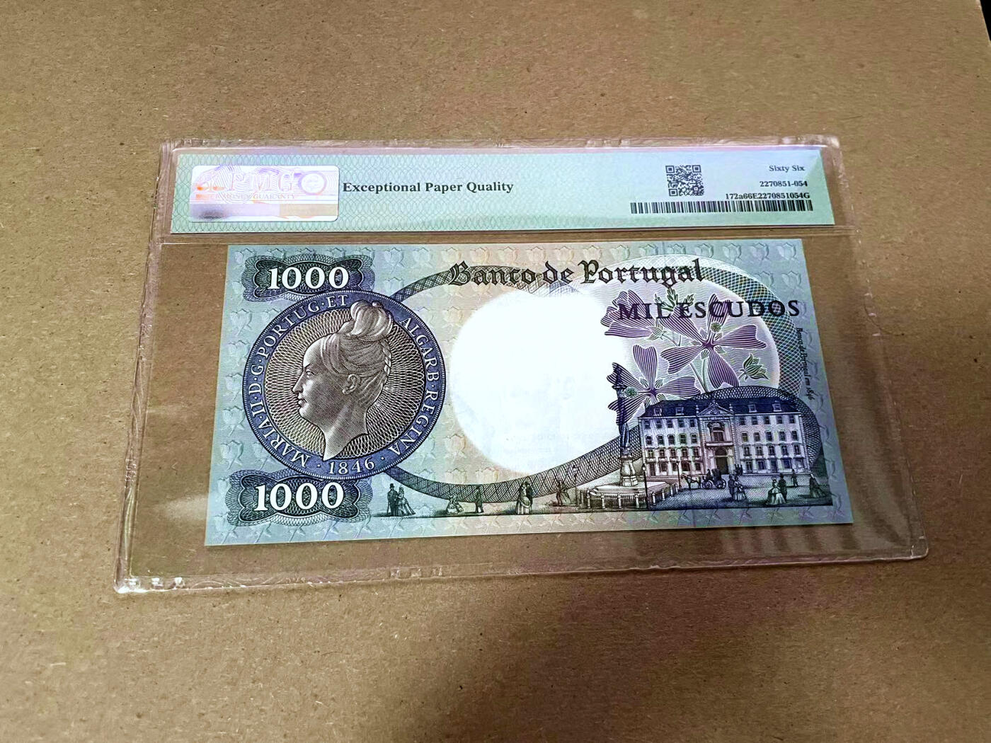 【Blue Auction】✨世界纸币精拍第495期【精】 葡萄牙 1967年1000埃斯库多 PMG66EPQ 