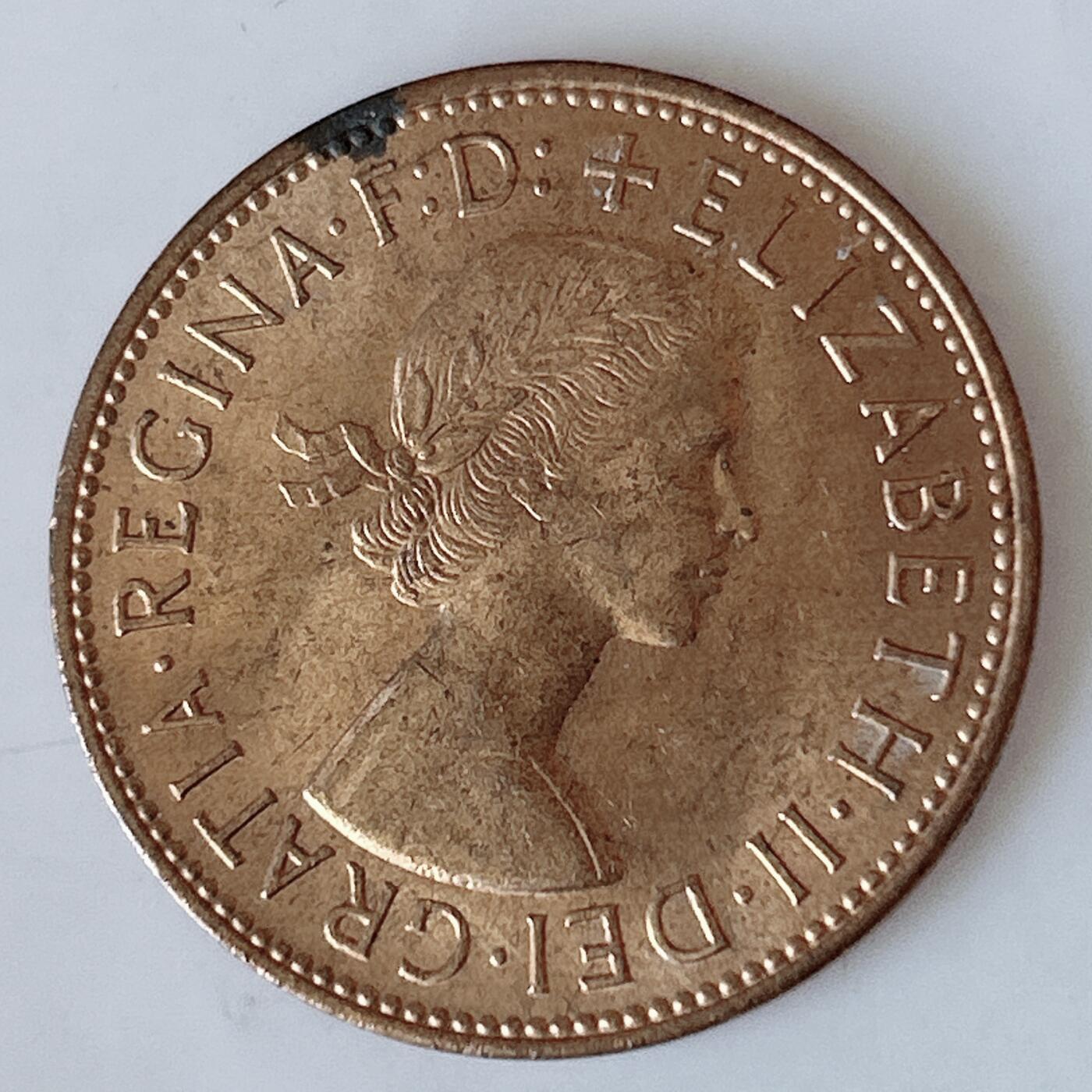 海外回流1元起拍小铺 各国钱币散币场 第12期 英国1964年1便士铜币 伊丽莎白女王 原光品