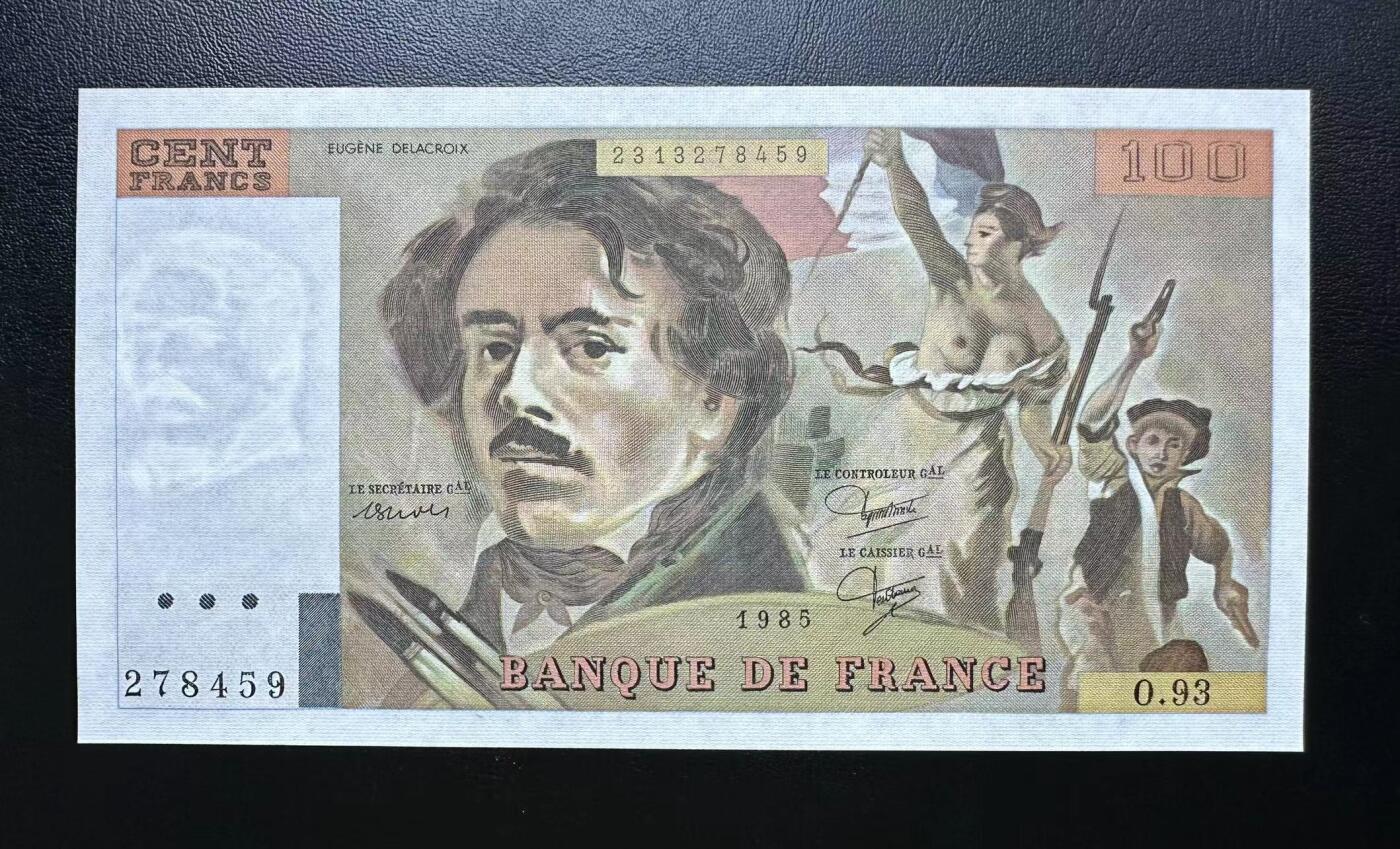 【Blue Auction】✨世界纸币精拍第495期【精】 法国 1985年100法郎 自由引导人民 全新UNC
