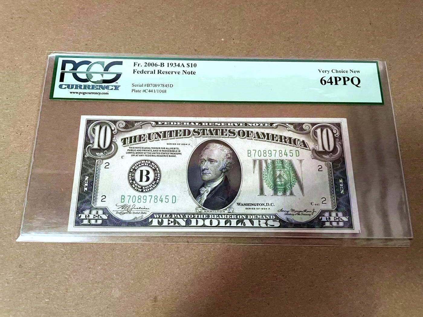 【Blue Auction】✨世界纸币精拍第495期【精】 美国 1934年10美金 PCGS64EPQ 原票 2区