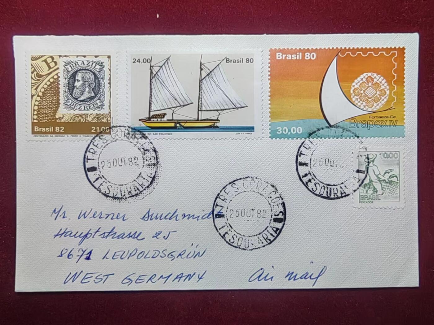 联合阁邮币社™ ——“美国邮品专场” 1982年 巴西实寄多贴票邮封