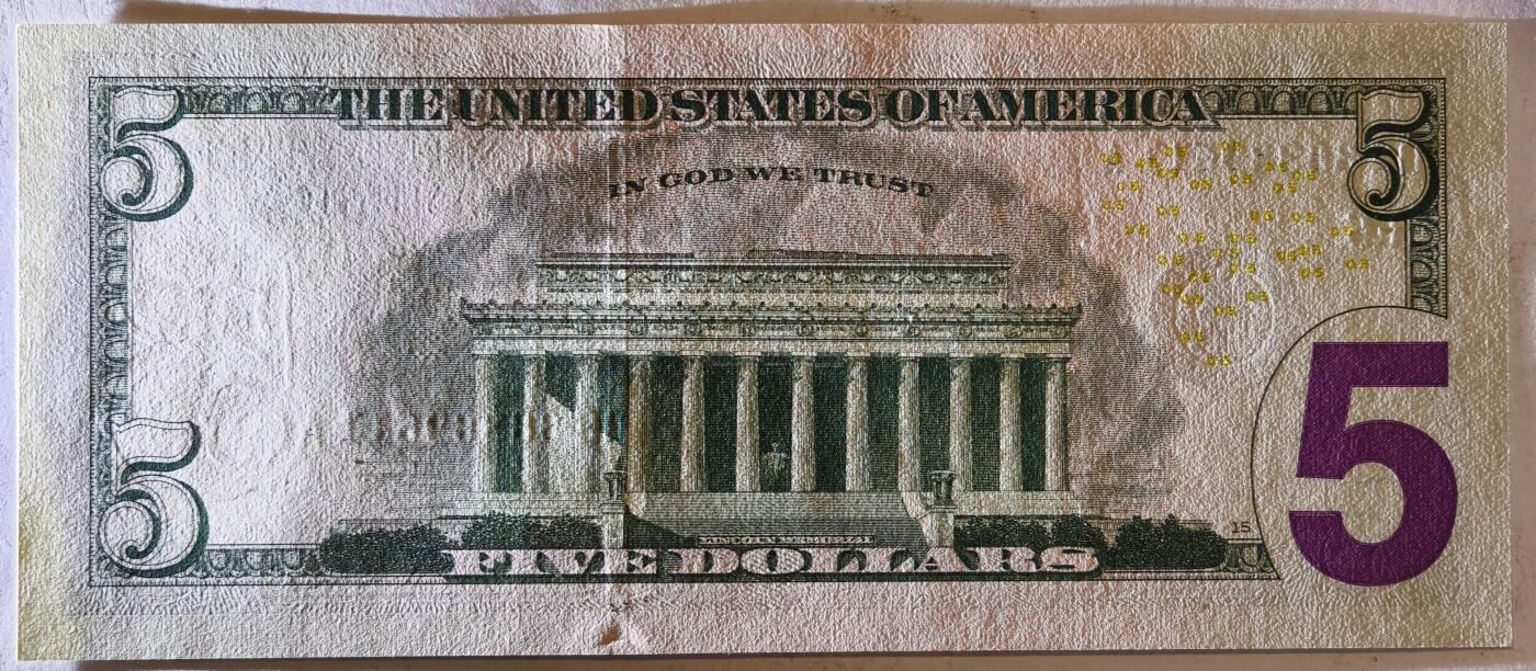 紫瑗钱币——第369期拍卖——纸币场 美国 2021年 E版 无序列 亚伯拉罕·林肯 5美元 彩色版 UNC