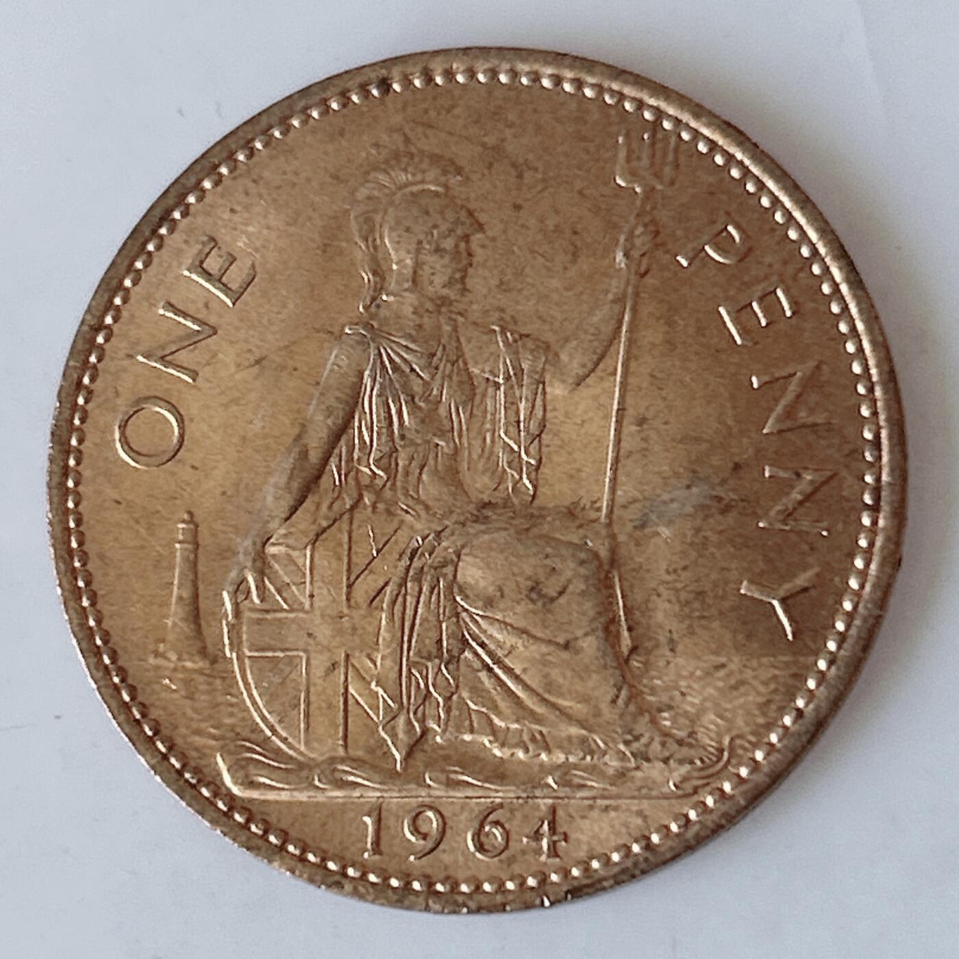 海外回流1元起拍小铺 各国钱币散币场 第12期 英国1964年1便士铜币 伊丽莎白女王 原光品