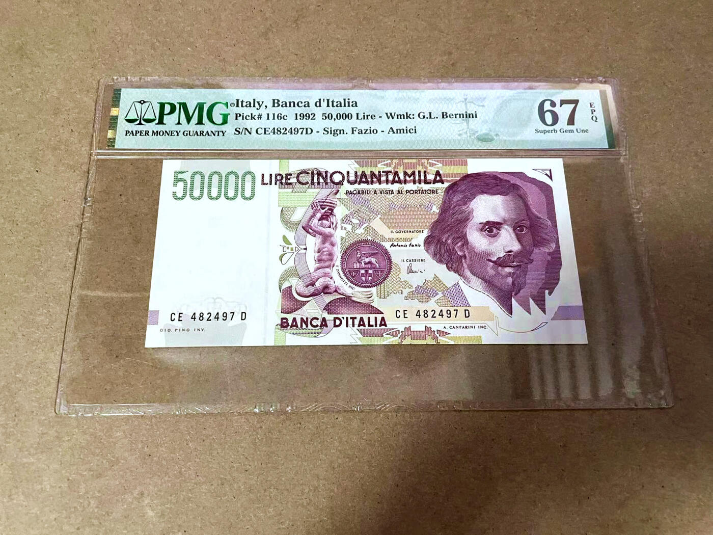 【Blue Auction】✨世界纸币精拍第495期【精】 意大利 1992年50000里拉 PMG67EPQ 高分 