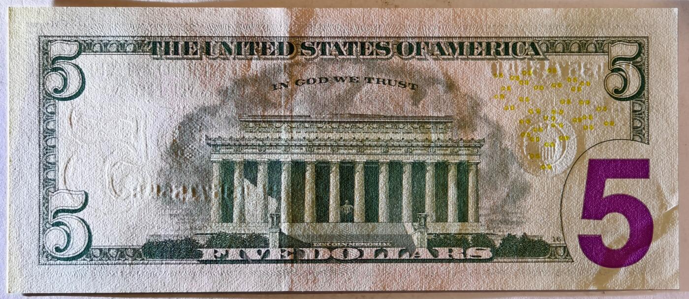 紫瑗钱币——第369期拍卖——纸币场 美国 2017年 L版 A序列 亚伯拉罕·林肯 5美元 彩色版 UNC