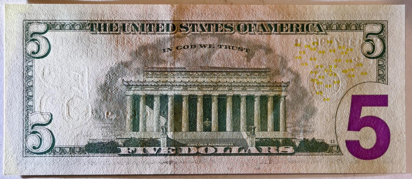 紫瑗钱币——第369期拍卖——纸币场 美国 2017年 L版 A序列 亚伯拉罕·林肯 5美元 彩色版 AU