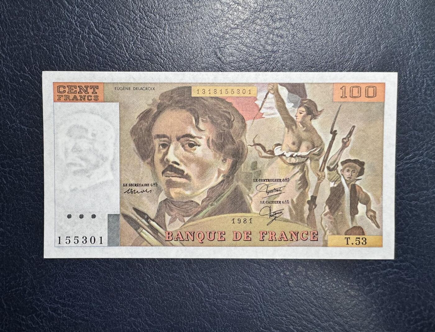 收藏联盟Quantum Auction 第355期拍卖  法国1981年100法郎 品相UNC 轻微点钞痕和潮点