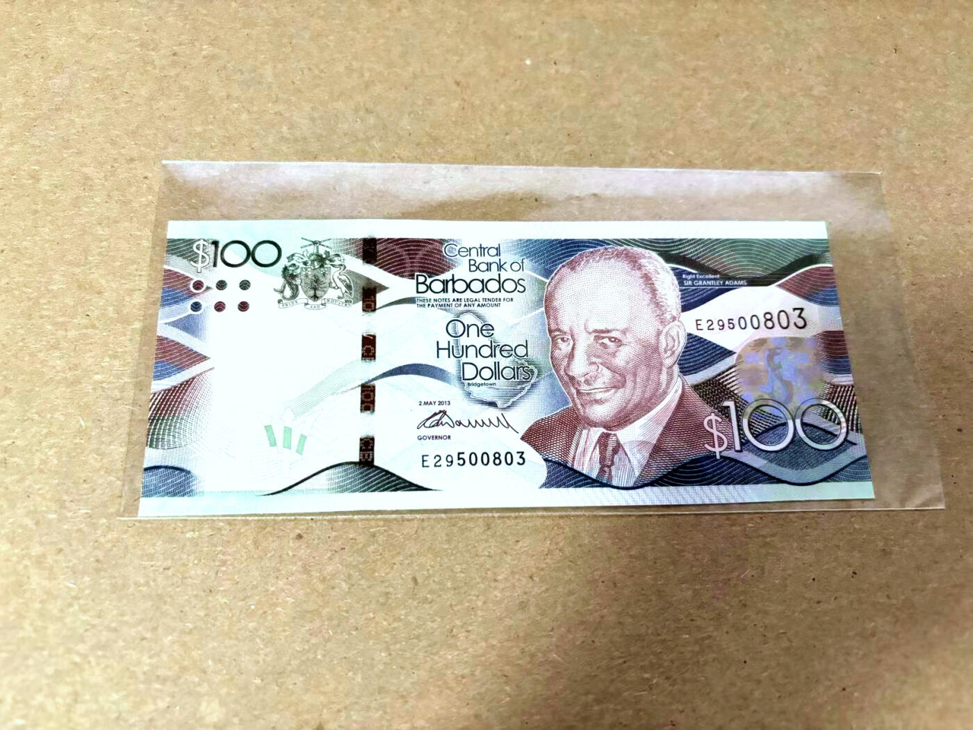 【Blue Auction】✨世界纸币精拍第495期【精】 【无47】巴巴多斯 2013年100元 全新UNC
