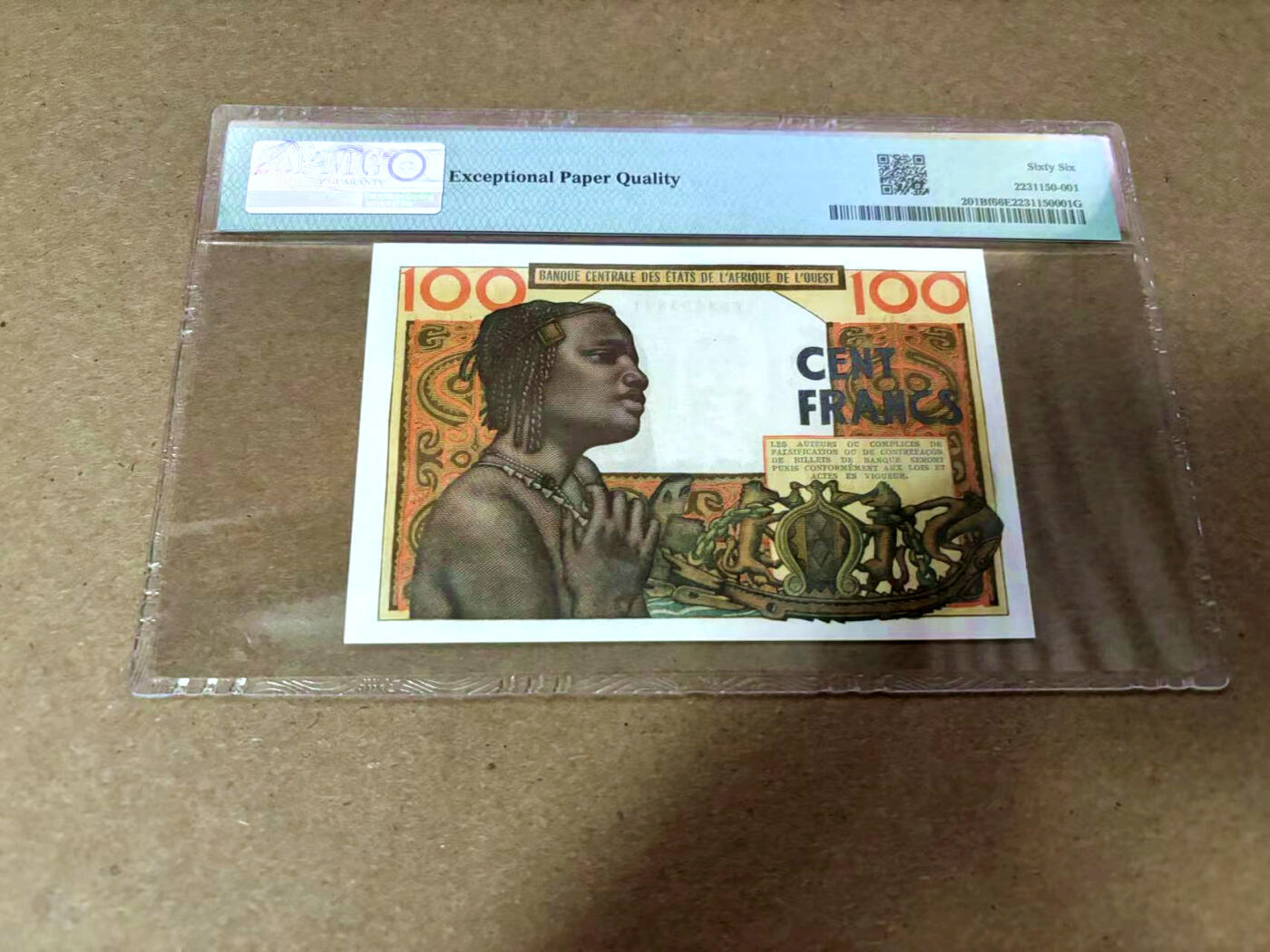 【Blue Auction】✨世界纸币精拍第495期【精】 【无47】法属西非 1961-65年100法郎 PMG66EPQ 