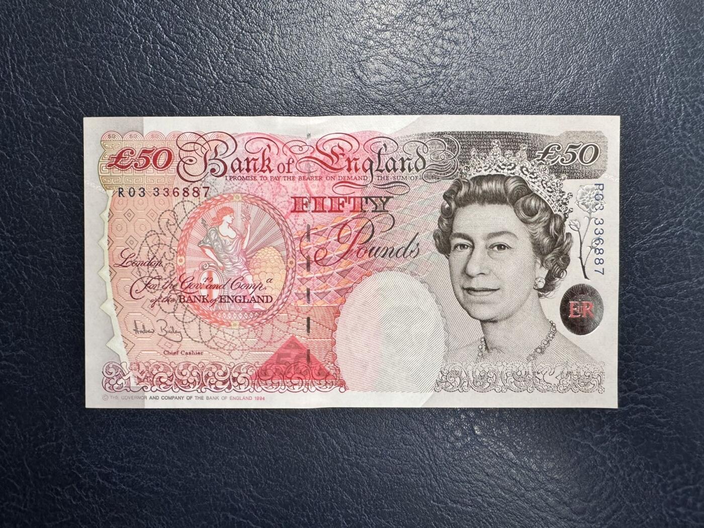 收藏联盟Quantum Auction 第355期拍卖  英国1994 (ND 2006)年50镑 品相UNC 英格兰银行首任总裁 霍布伦