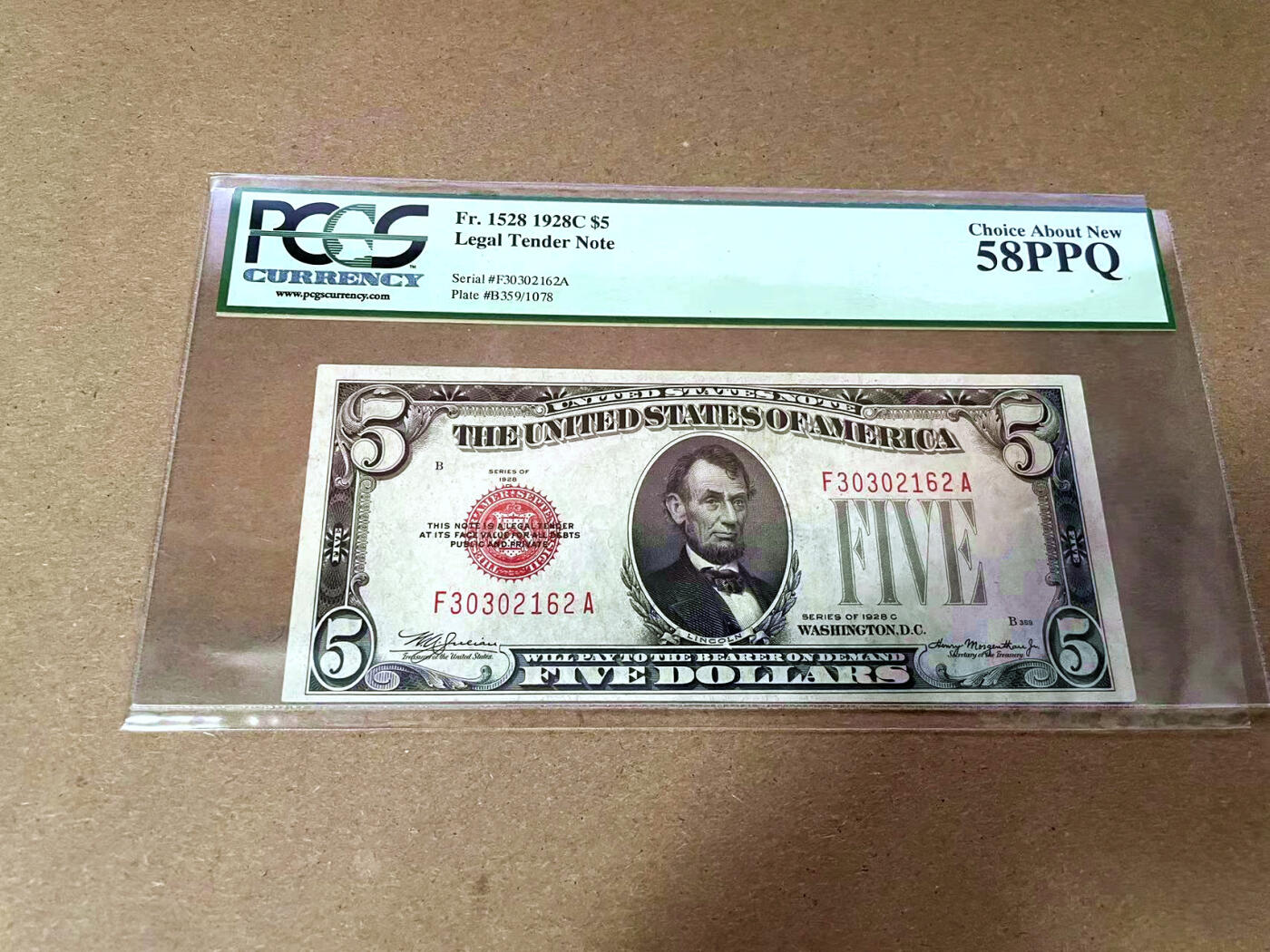 【Blue Auction】✨世界纸币精拍第495期【精】 【无47】美国 1928年5美金 PCGS58EPQ 原票