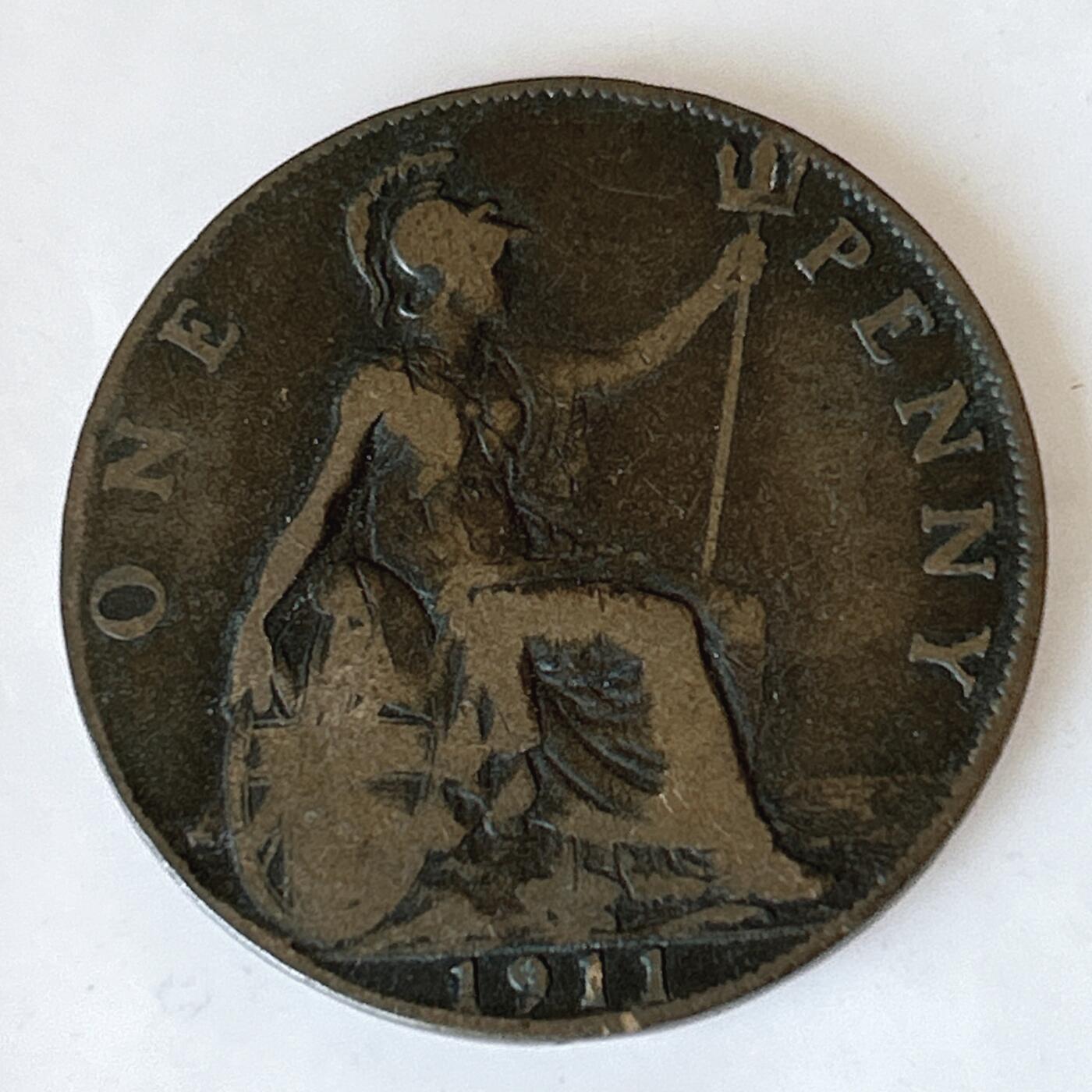 海外回流1元起拍小铺 各国钱币散币场 第12期 英国1911年1便士老铜币 乔治五世