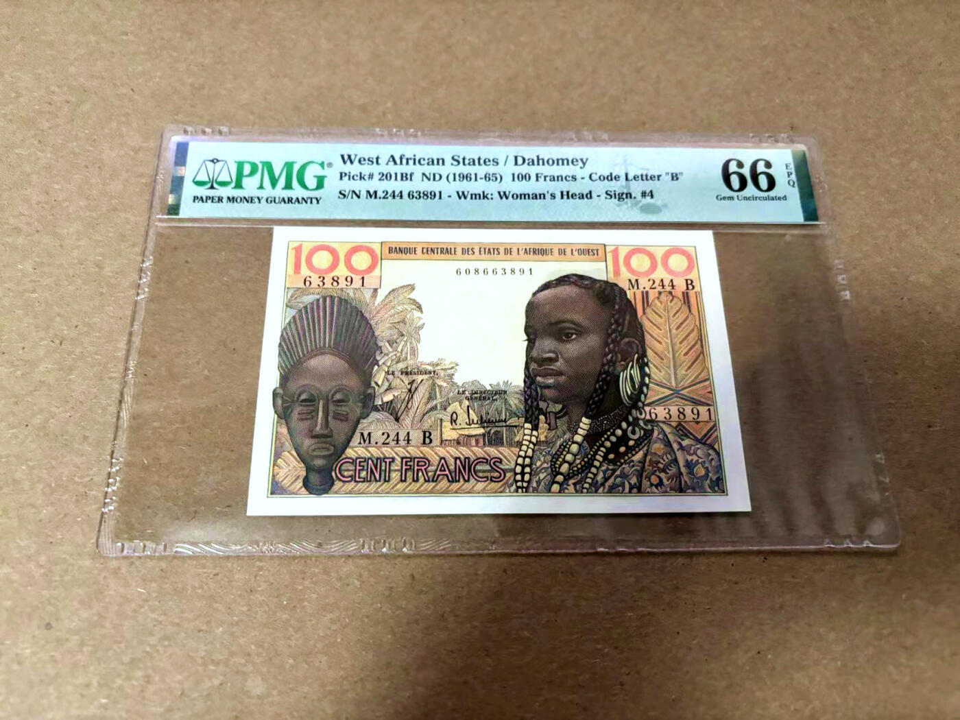 【Blue Auction】✨世界纸币精拍第495期【精】 【无47】法属西非 1961-65年100法郎 PMG66EPQ 
