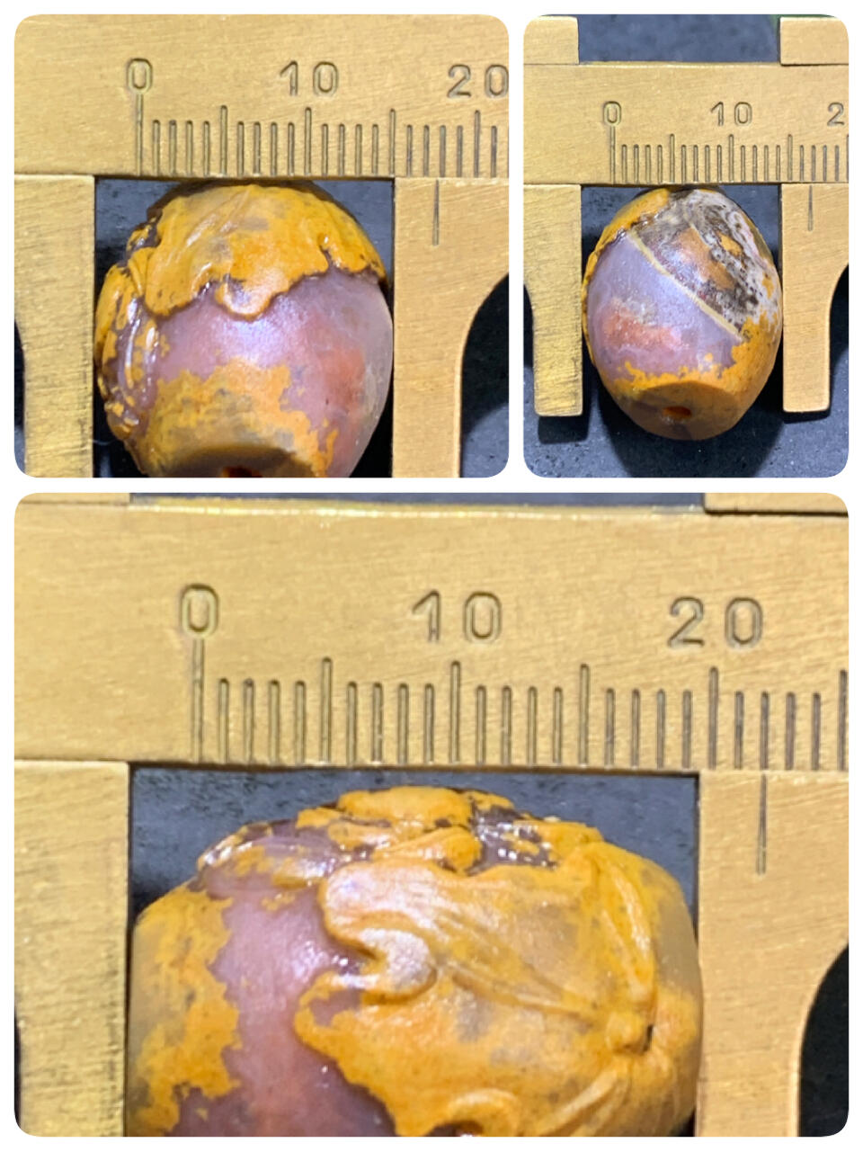 精美亚光冰飘原皮天眼纹战国红玛瑙手工巧色巧雕鲤鱼莲花勒子一个，