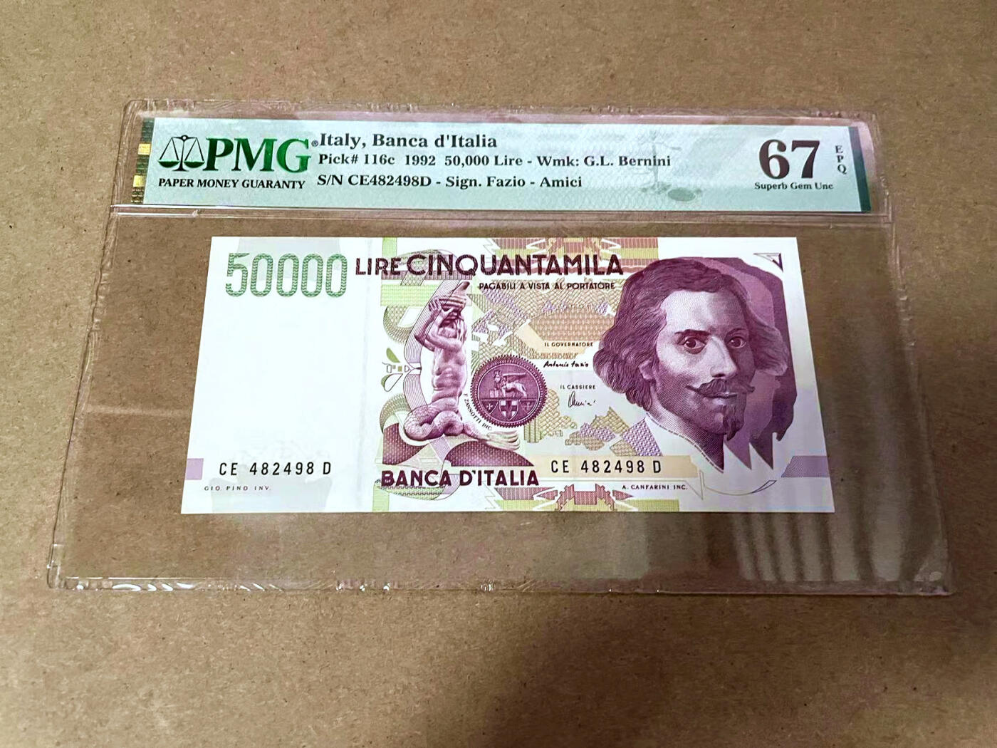 【Blue Auction】✨世界纸币精拍第495期【精】 意大利 1992年50000里拉 PMG67EPQ 高分
