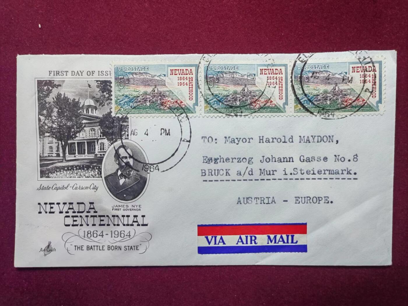 联合阁邮币社™ ——“美国邮品专场” 1964年 美国内华达州建州百年
