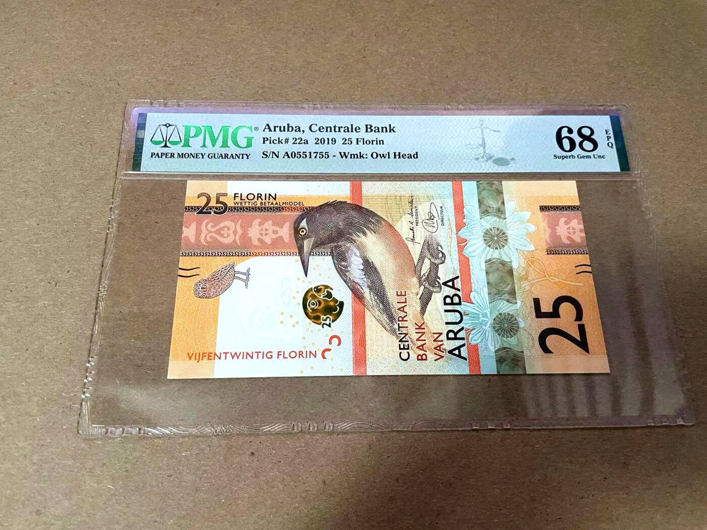 【Blue Auction】✨世界纸币精拍第495期【精】 阿鲁巴 2019年25弗罗林  PMG68EPQ 超高分 