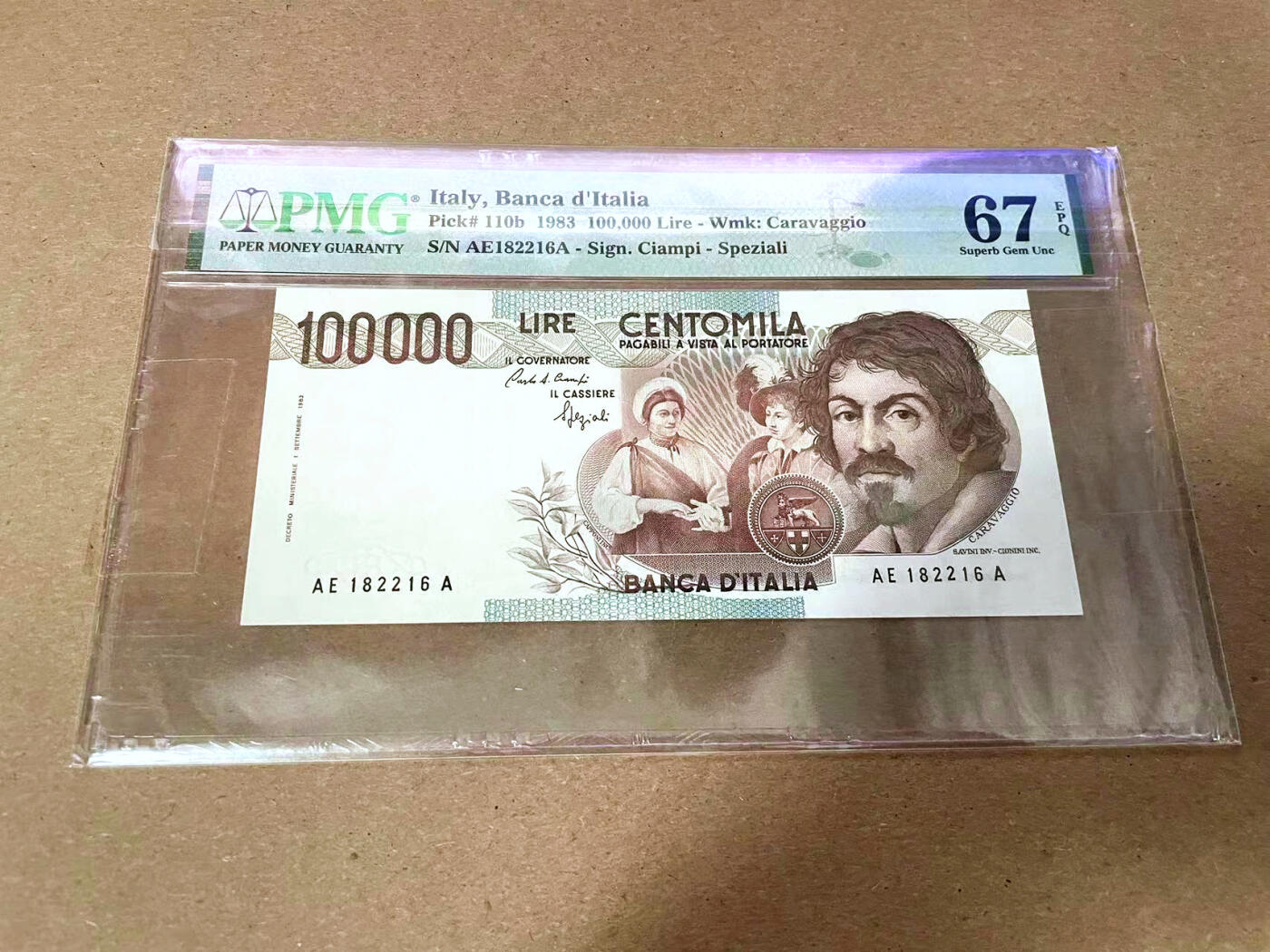 【Blue Auction】✨世界纸币精拍第495期【精】 【无47】意大利 1983年10万里拉 PMG67EPQ 高分 