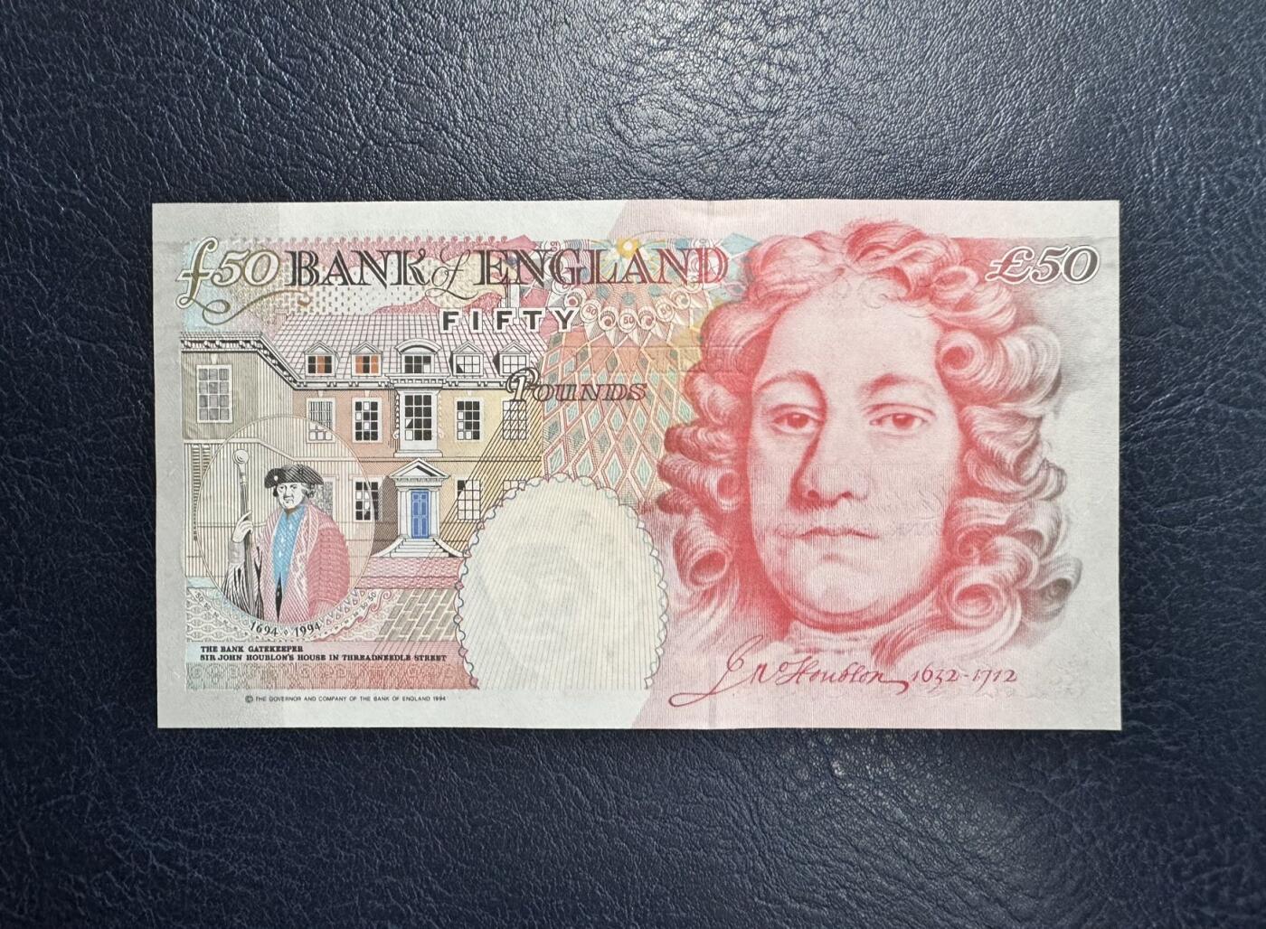 收藏联盟Quantum Auction 第355期拍卖  英国1994 (ND 2006)年50镑 品相UNC 英格兰银行首任总裁 霍布伦