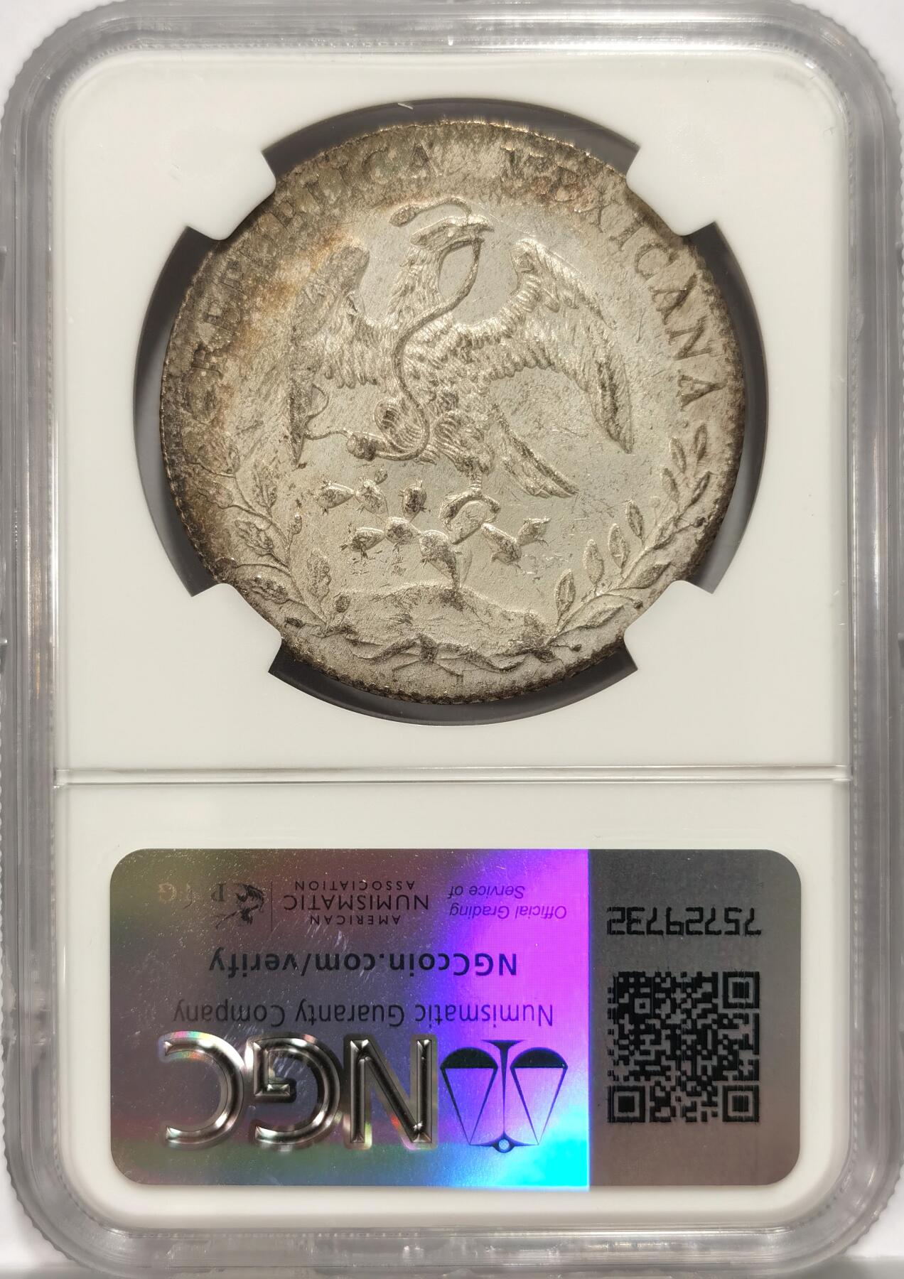 博洋堂世界钱币拍卖第082期（全场包邮） NGC MS61 墨西哥1896年GO/AS RS/JS花边鹰洋，少见厂别、鉴定师双骑字版，漂亮浅月芽包浆