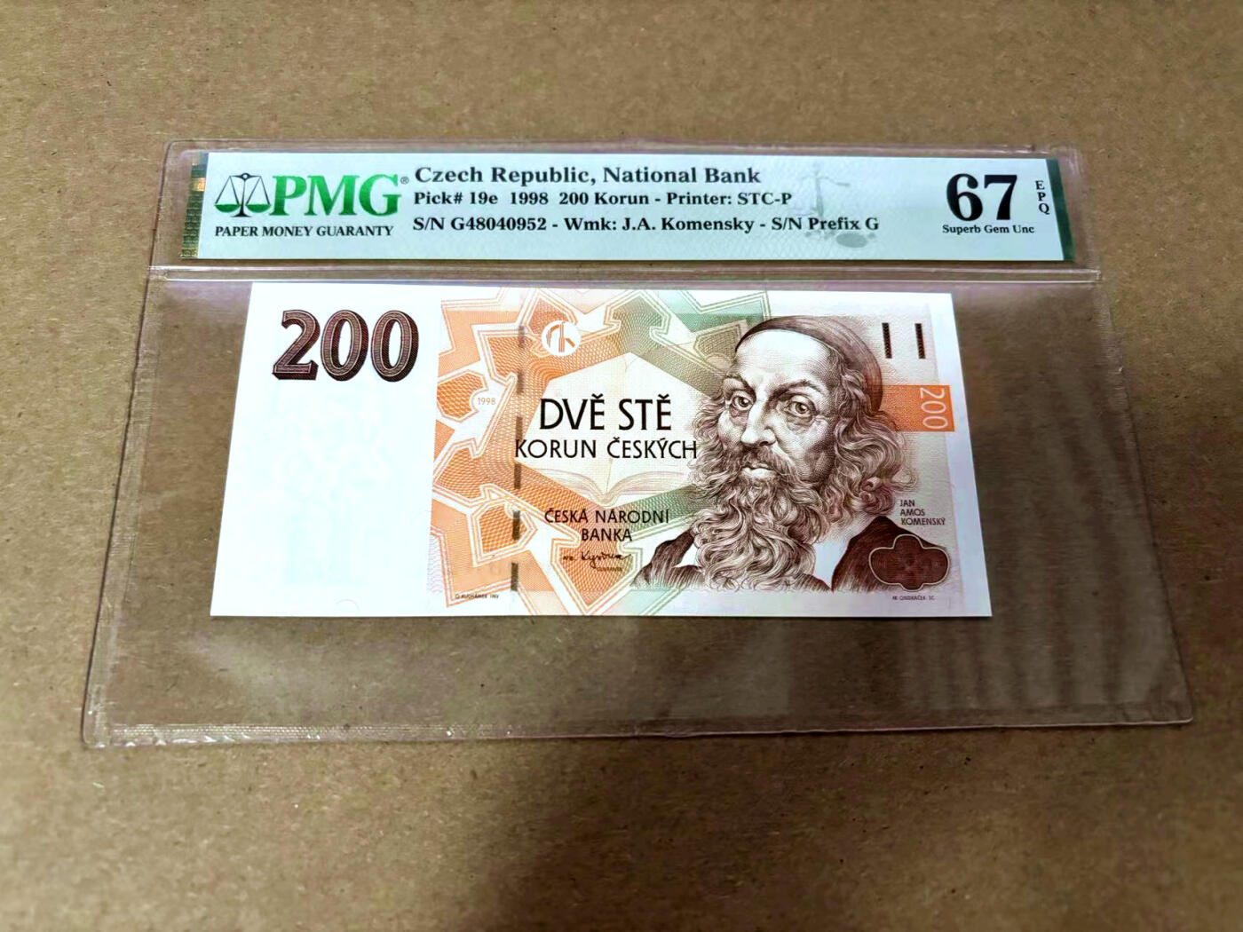 【Blue Auction】✨世界纸币精拍第495期【精】 捷克 1998年200克朗 PMG67EPQ 高分