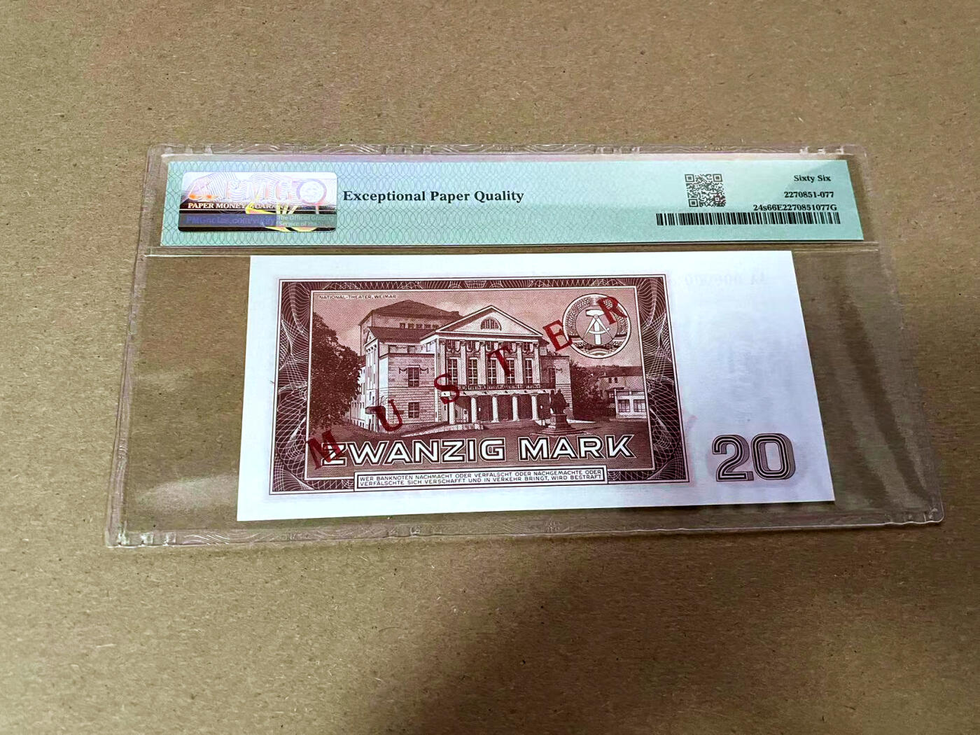 【Blue Auction】✨世界纸币精拍第495期【精】 【样钞】德国 1964年20马克 PMG66EPQ  