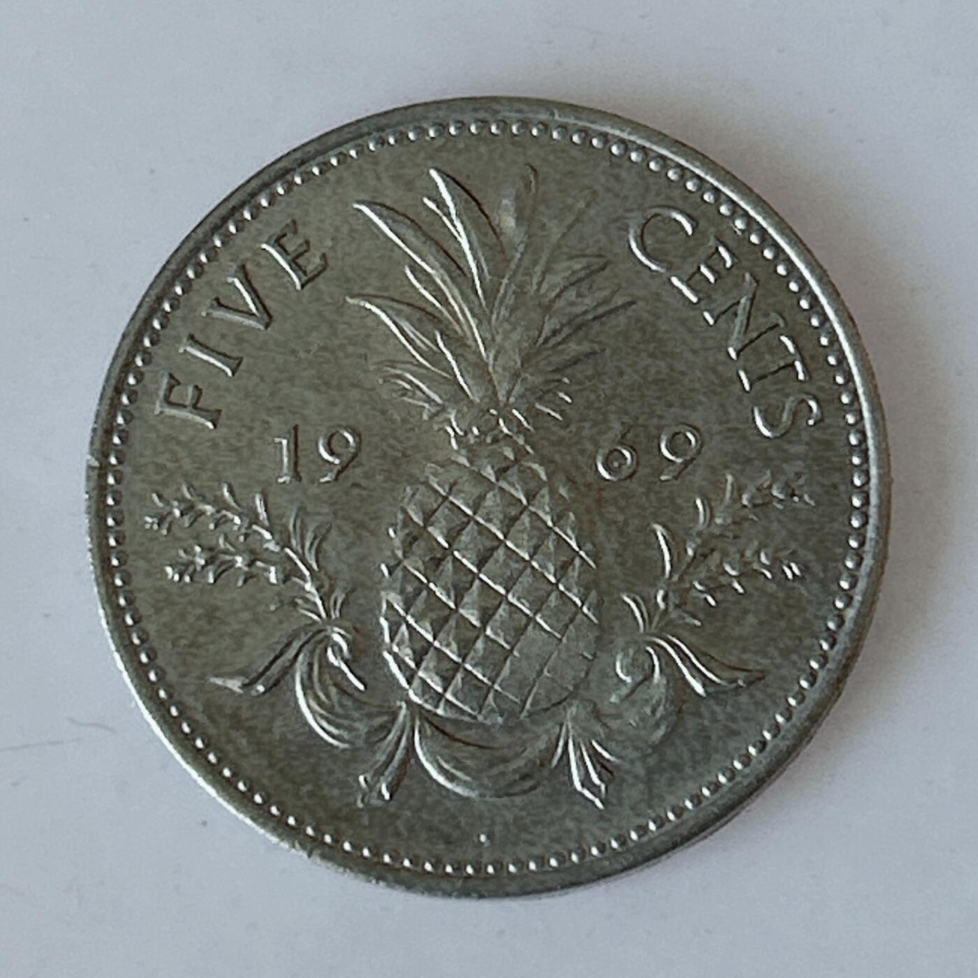 海外回流1元起拍小铺 各国钱币散币场 第12期 巴哈马1969年5分 菠萝