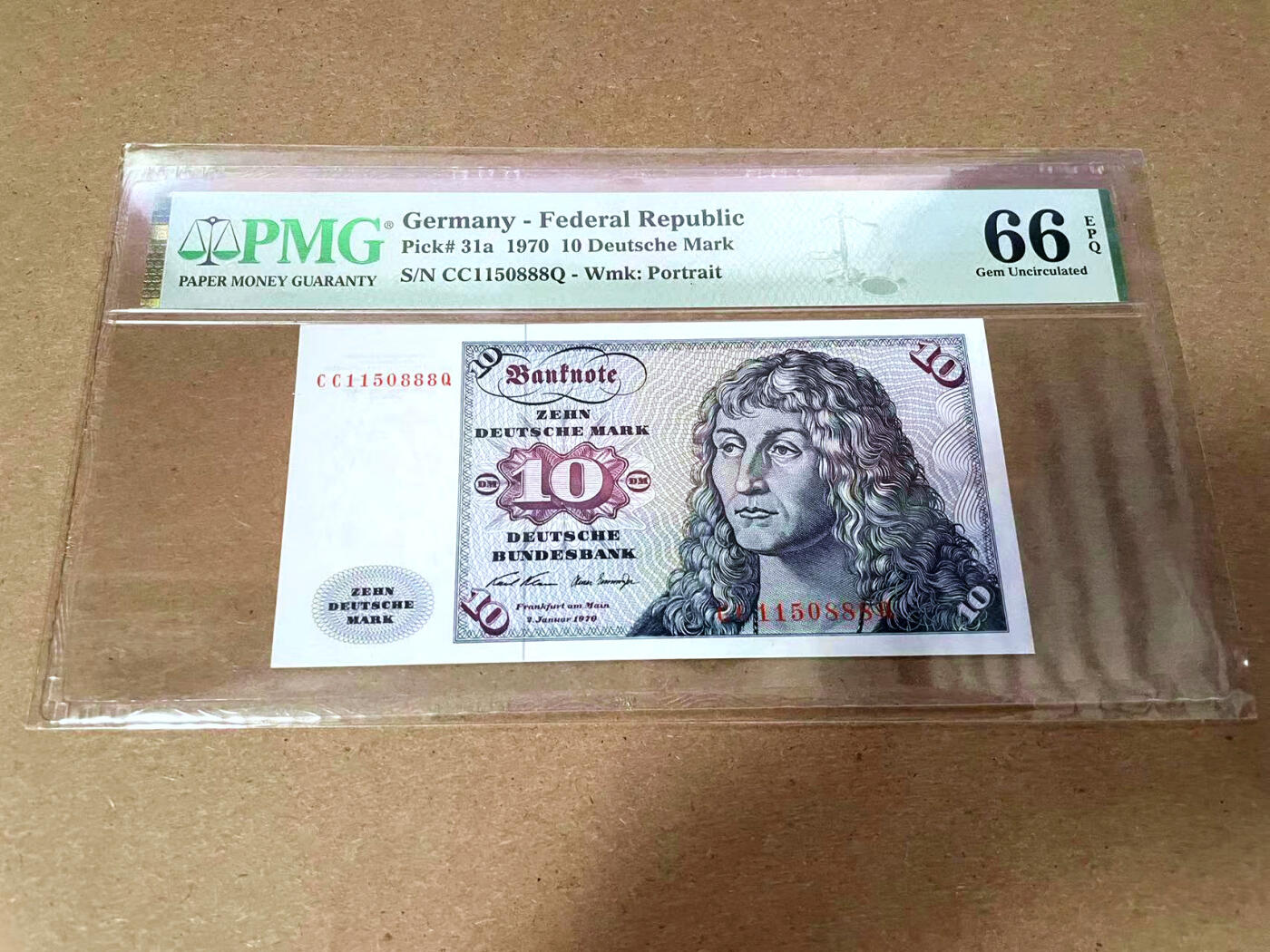 【Blue Auction】✨世界纸币精拍第495期【精】 【a版 888豹子号无47】德国 1970年10马克 PMG66EPQ 