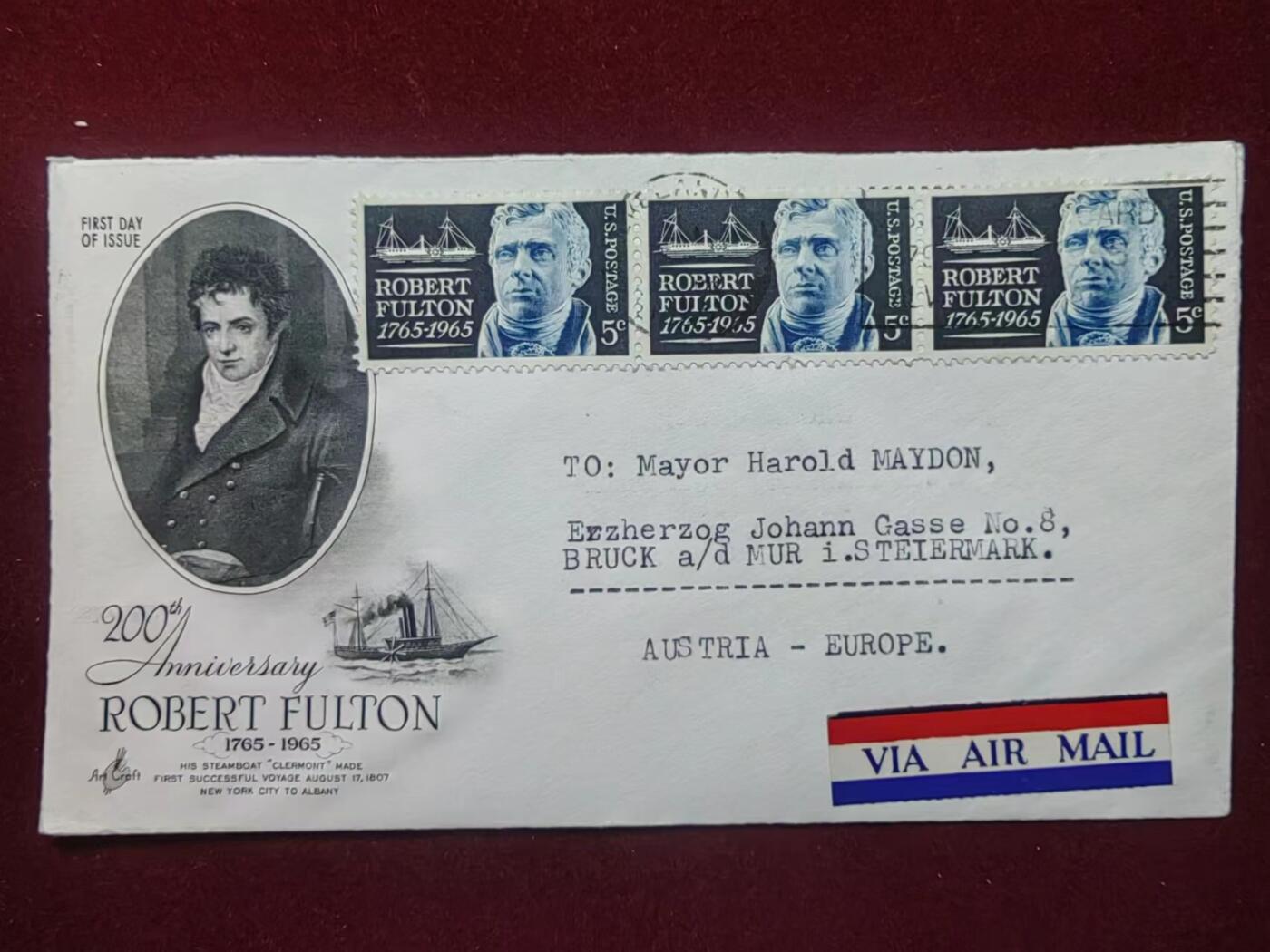 联合阁邮币社™ ——“美国邮品专场” 美国船制造家、罗伯特富顿：美国第一艘蒸汽驱动军舰在1812年战争中保卫了纽约港