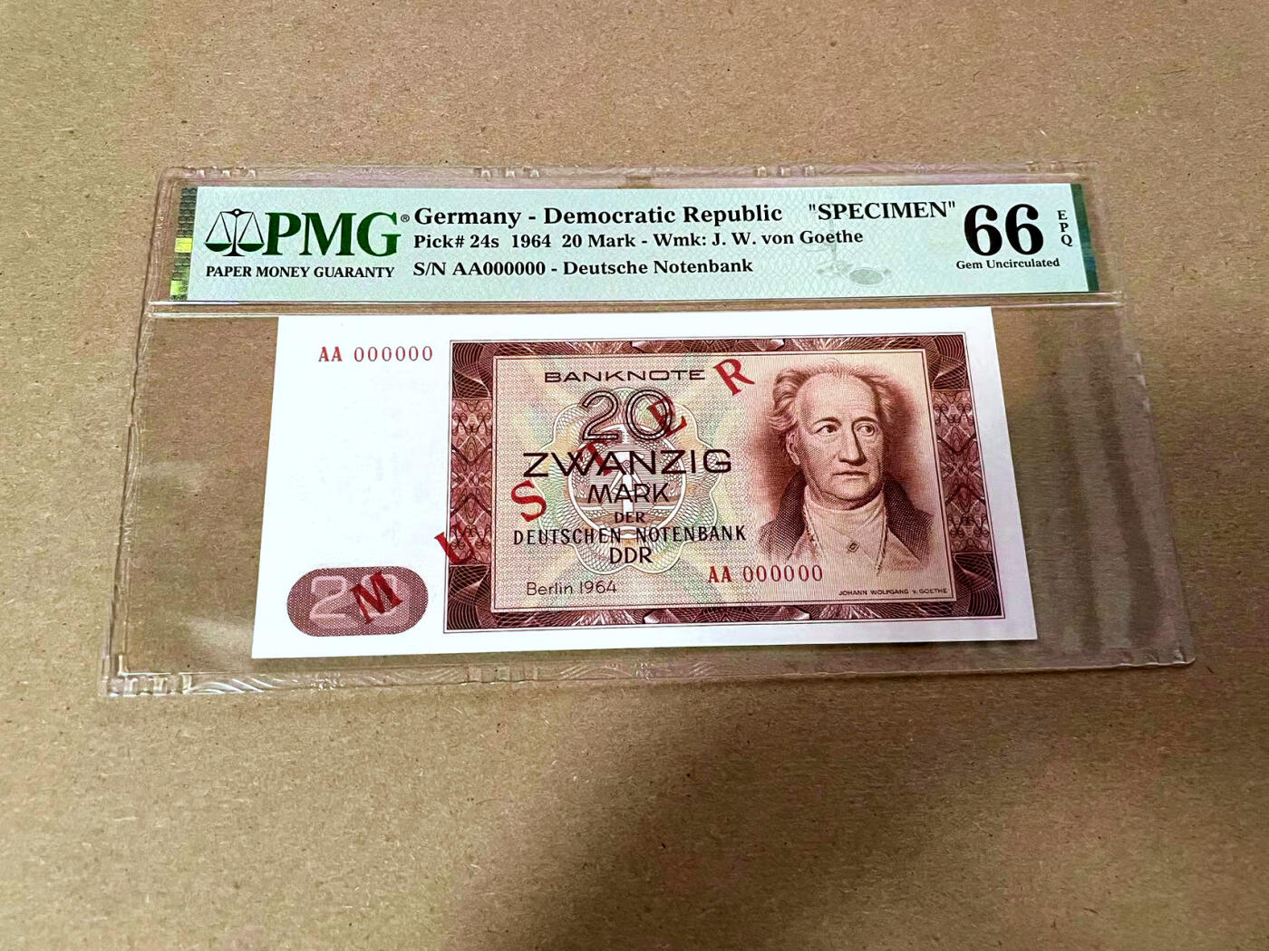 【Blue Auction】✨世界纸币精拍第495期【精】 【样钞】德国 1964年20马克 PMG66EPQ  