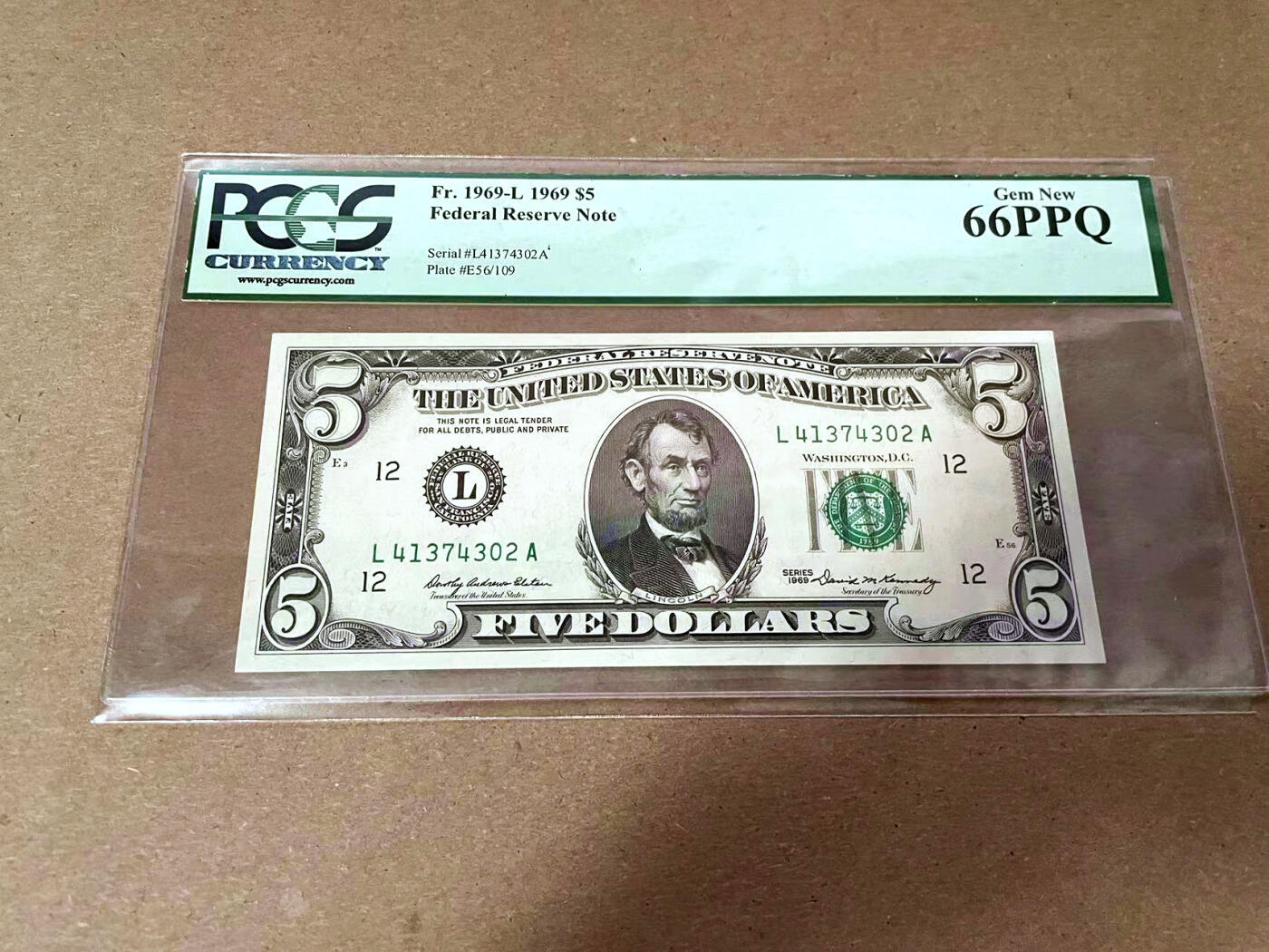 【Blue Auction】✨世界纸币精拍第495期【精】 美国 1969年5美金 PCGS66EPQ 