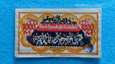 百年布皮币专场 - 百年 德国紧急币 1922年 1000马克《动物音乐会》纪念钞 亚麻布币